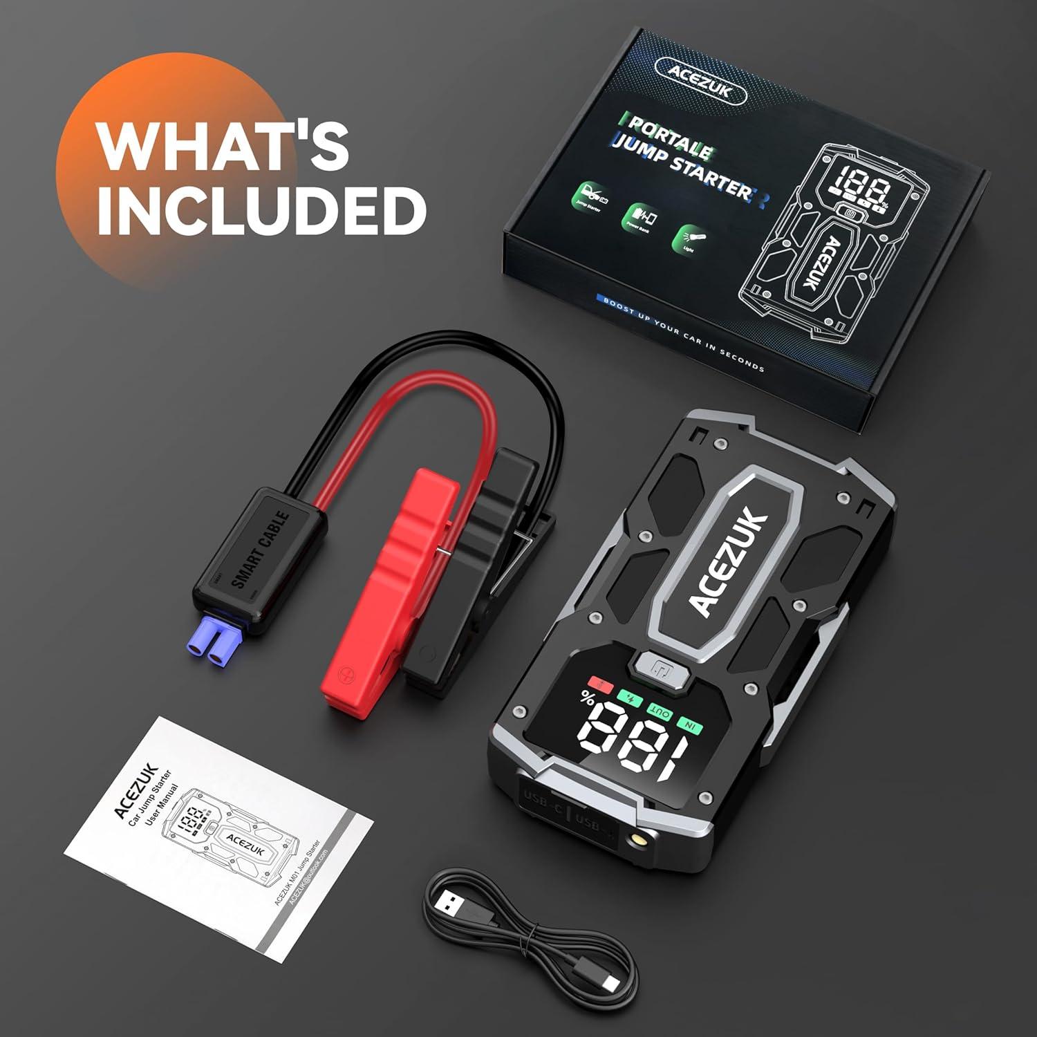 Arrancador de Salto ACEZUK M01 6000A 12V para Autos y Motos