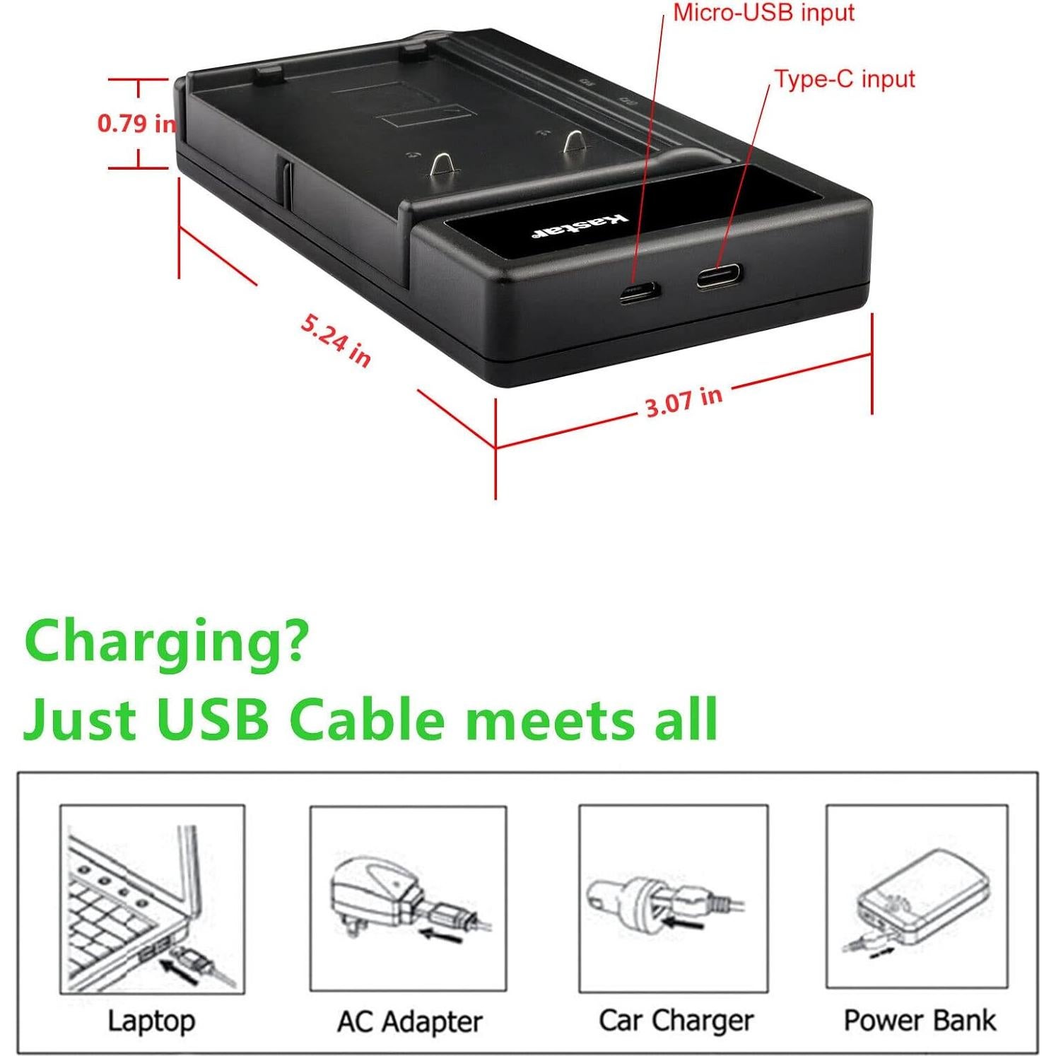 Batería y Cargador USB Kastar para Panasonic 6V 2100mAh