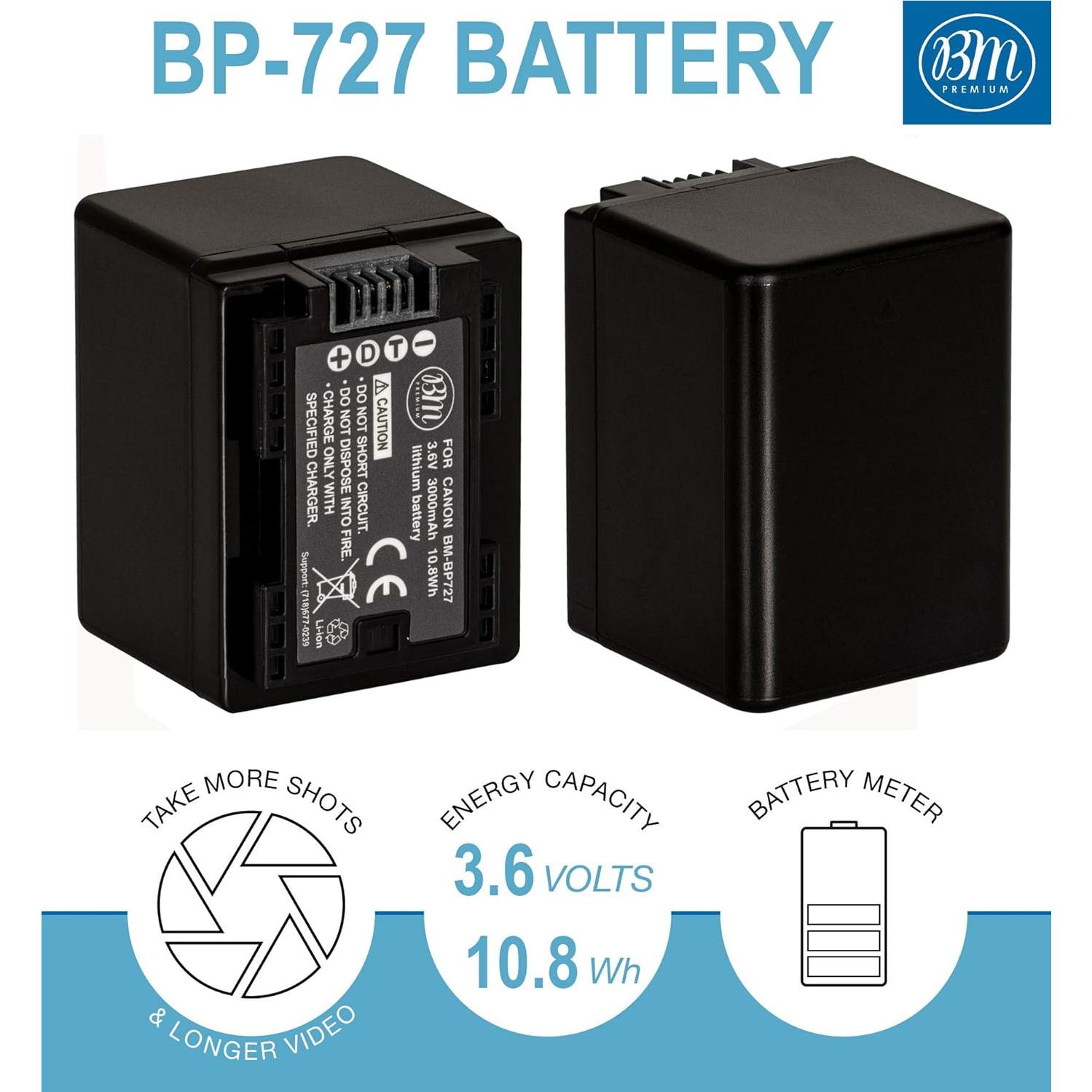 Batería BP-727 Li-ion para Canon Vixia HF R80 R82 R800