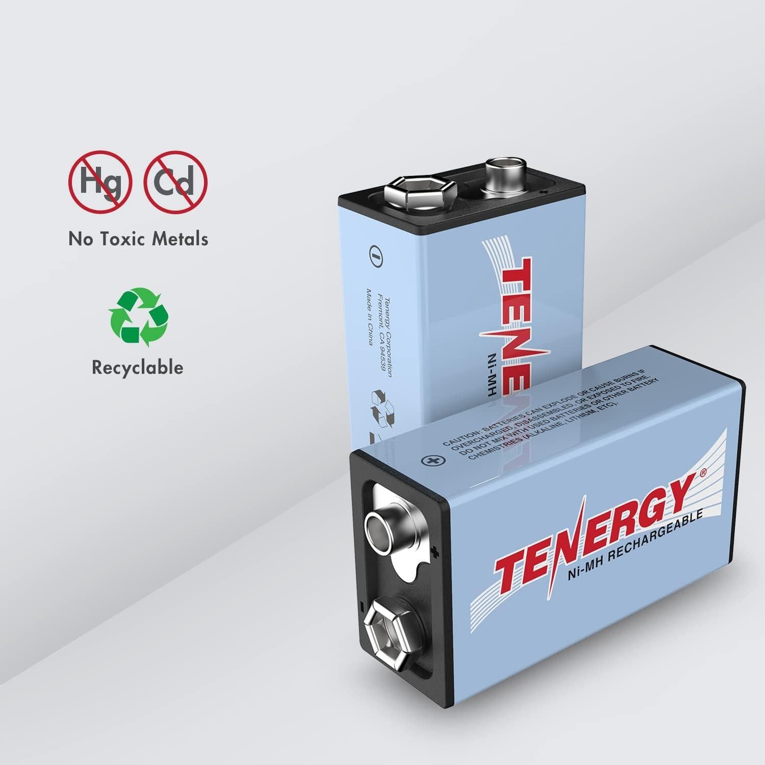 Baterías Recargables 9V Tenergy 250mAh Paquete de 10