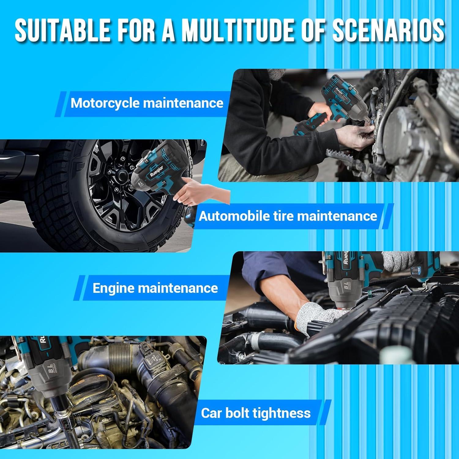 Llave de impacto inalámbrica 1/2" Makita 18V 1360N.m 4 modos