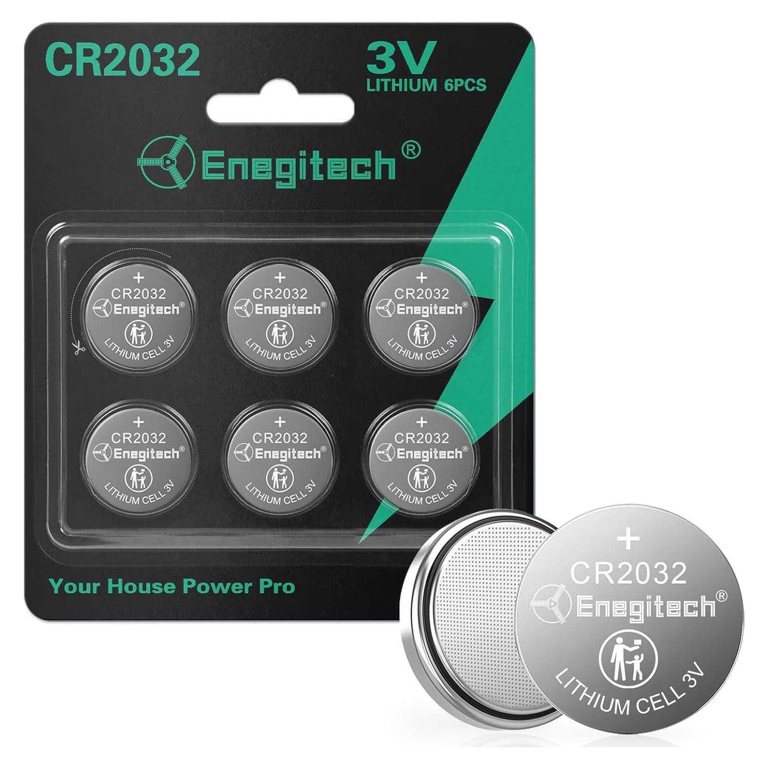 Baterías de botón de litio Enegitech CR2032 3V paquete de 6