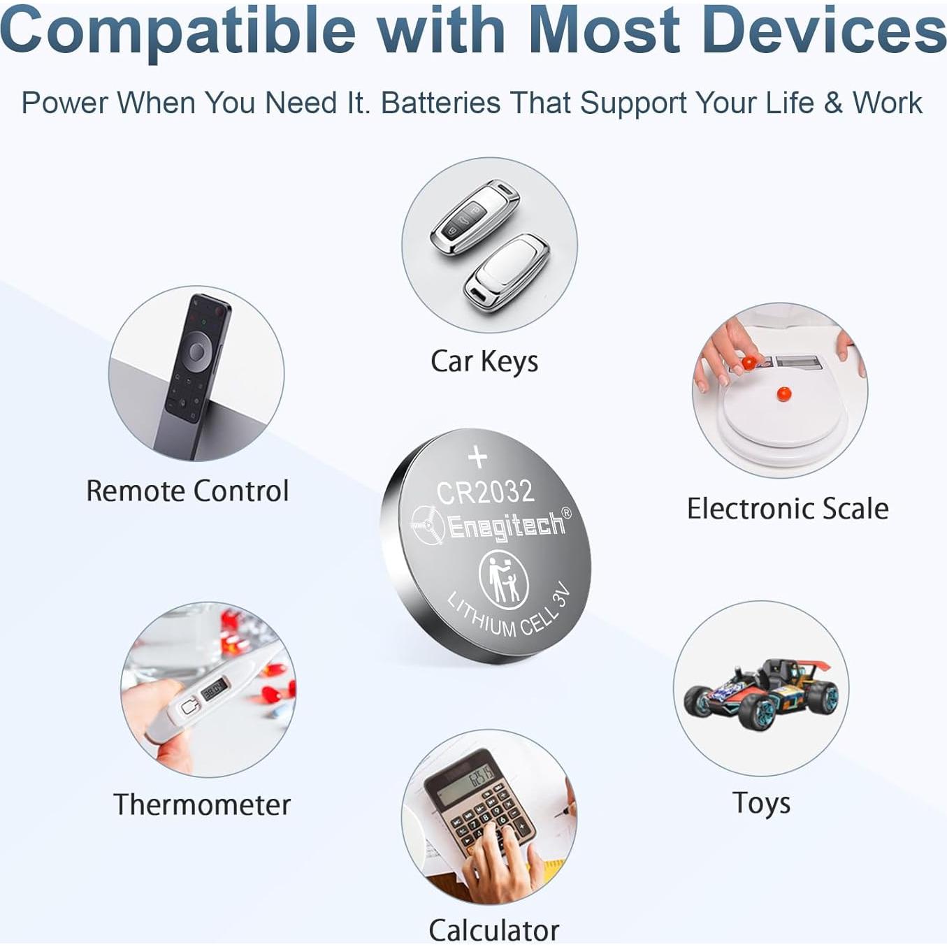 Baterías de botón de litio Enegitech CR2032 3V paquete de 6
