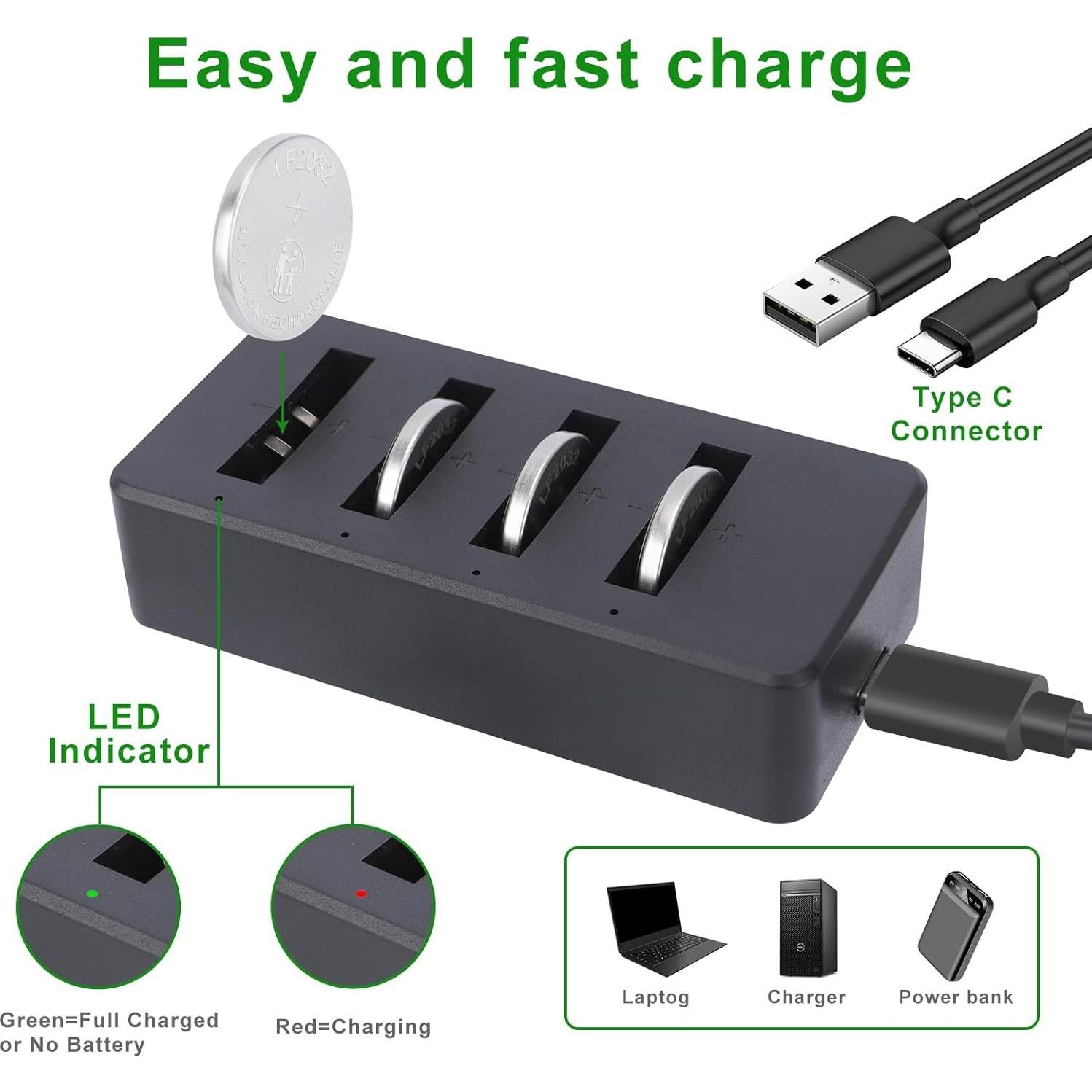 Baterías Recargables CR2032 3V Litio JOXIYECLTL Paquete de 5