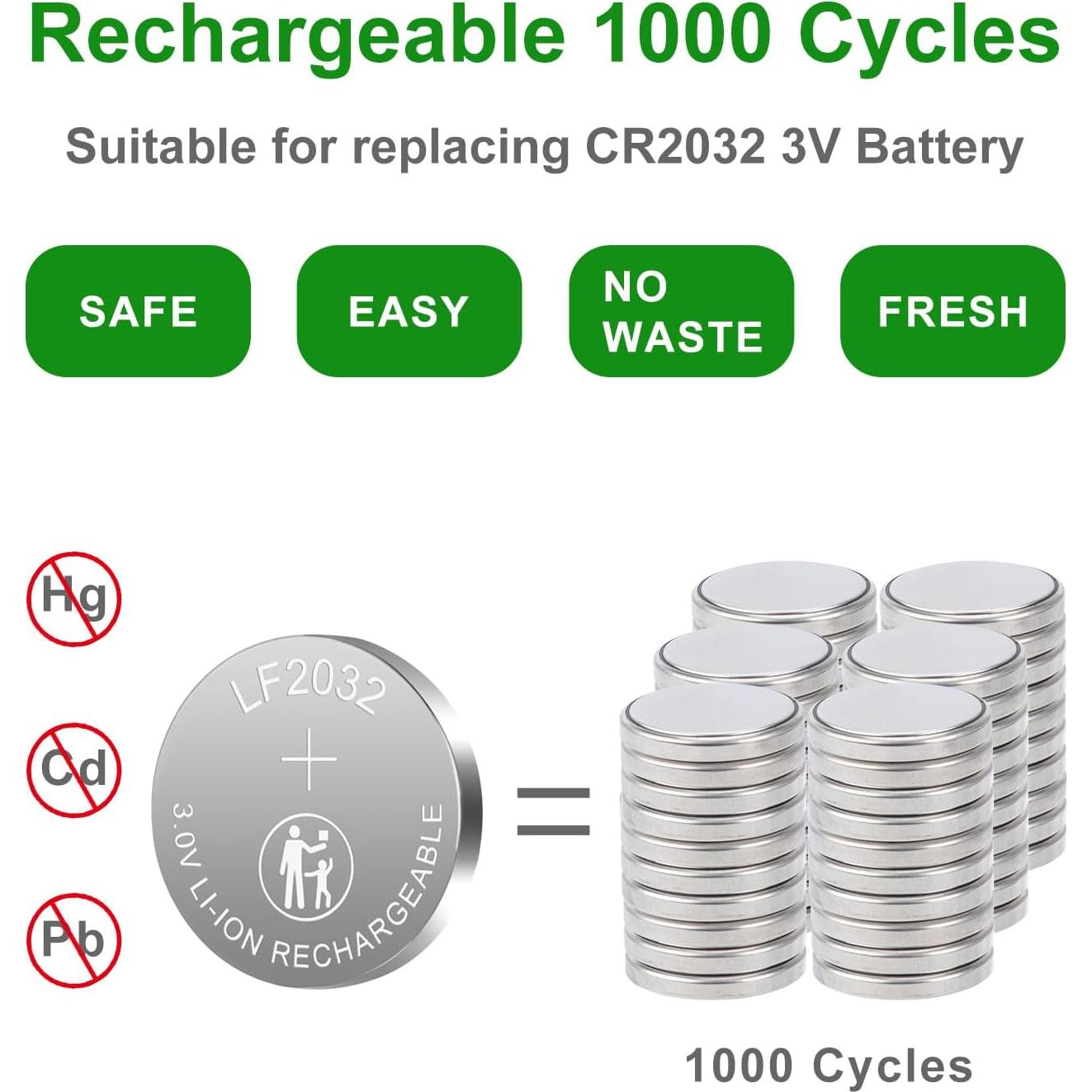 Baterías Recargables CR2032 3V Litio JOXIYECLTL Paquete de 5