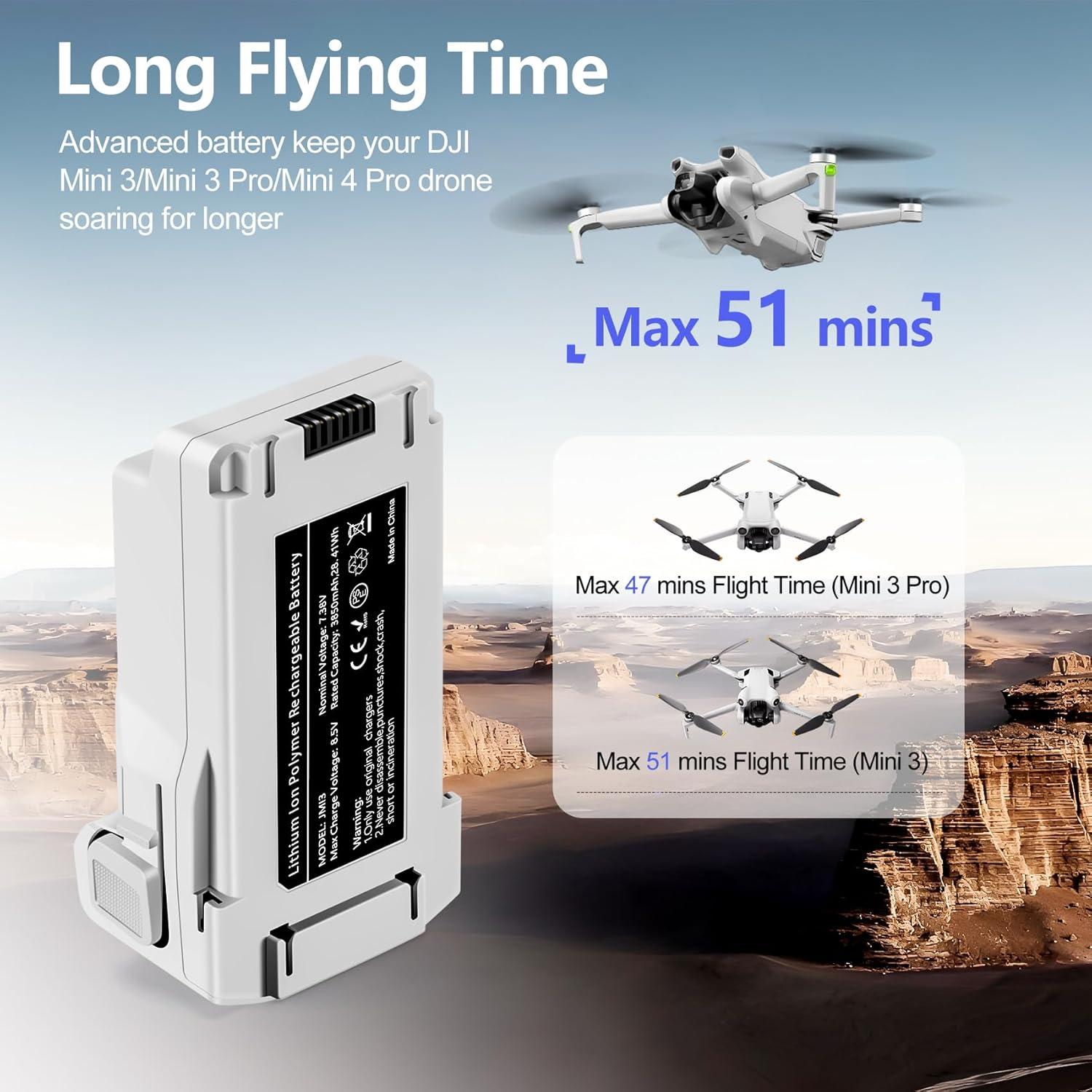 2 Baterías de Vuelo Inteligente PoweLyt 3850mAh para DJI Mini