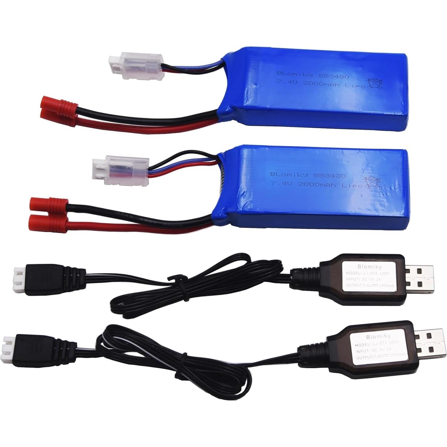 Batería Lipo 7.4V 2000mAh Blomiky 2 Paquetes con Conector Banana