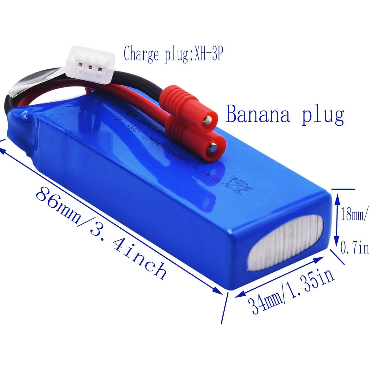 Batería Lipo 7.4V 2000mAh Blomiky 2 Paquetes con Conector Banana