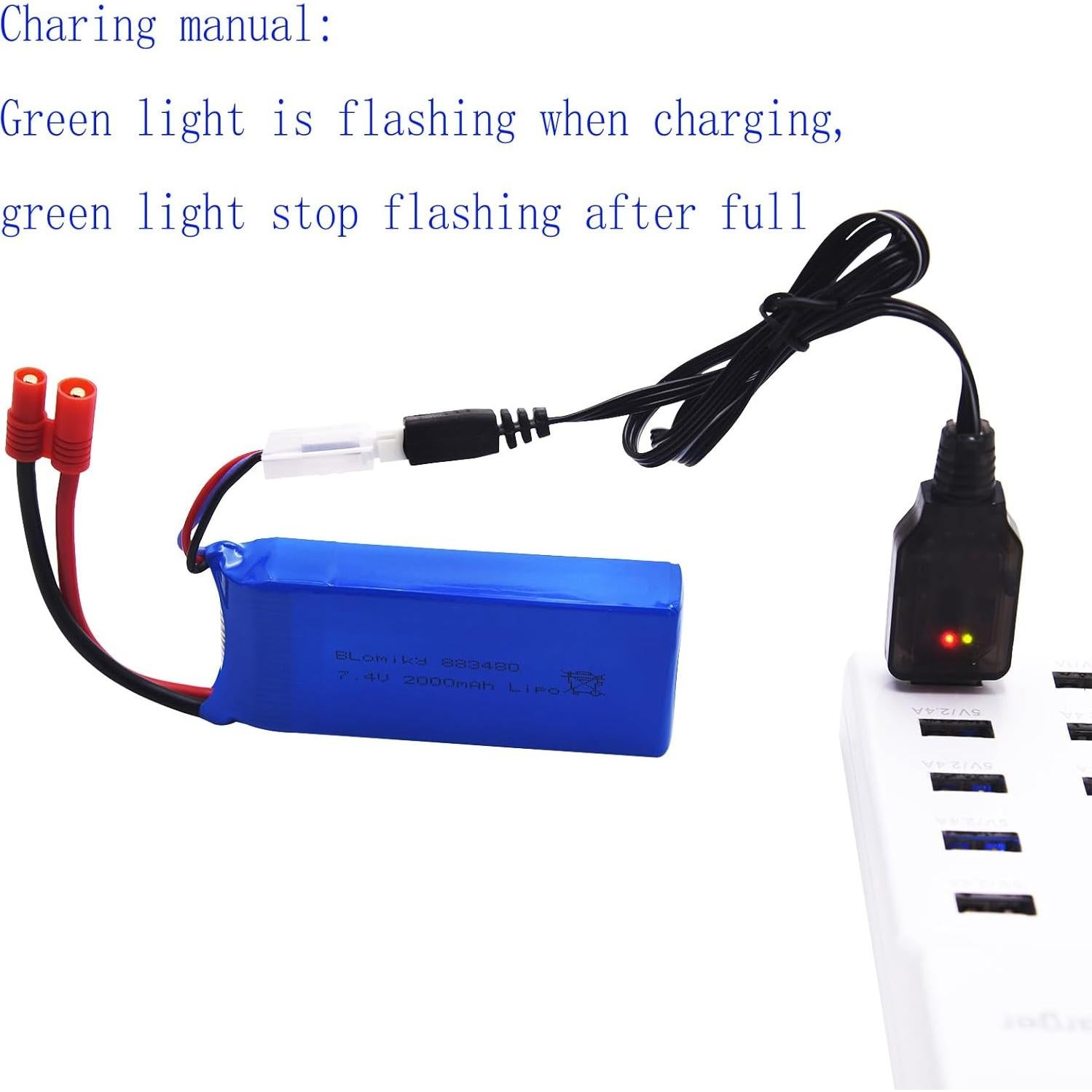 Batería Lipo 7.4V 2000mAh Blomiky 2 Paquetes con Conector Banana