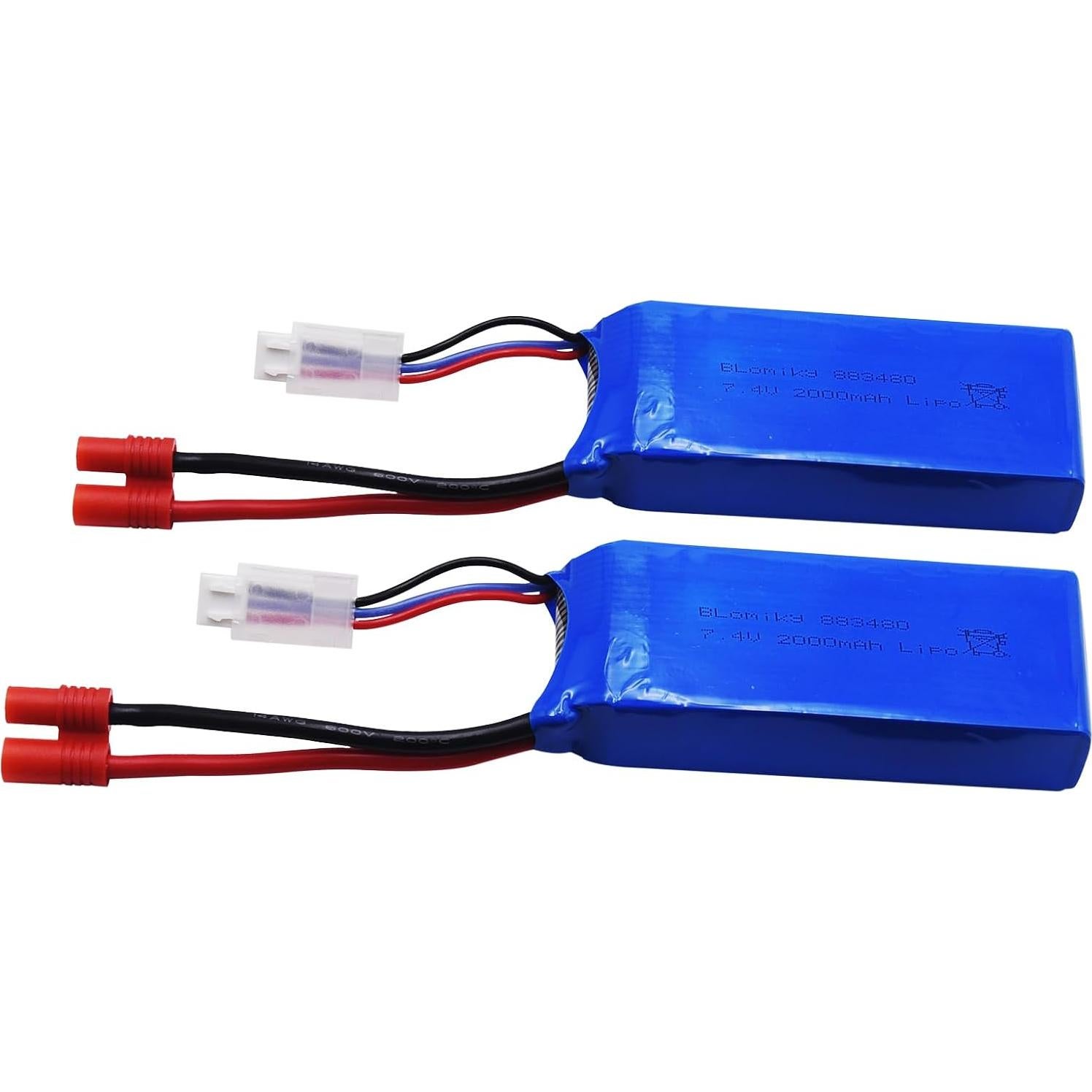 Batería Lipo 7.4V 2000mAh Blomiky 2 Paquetes con Conector Banana