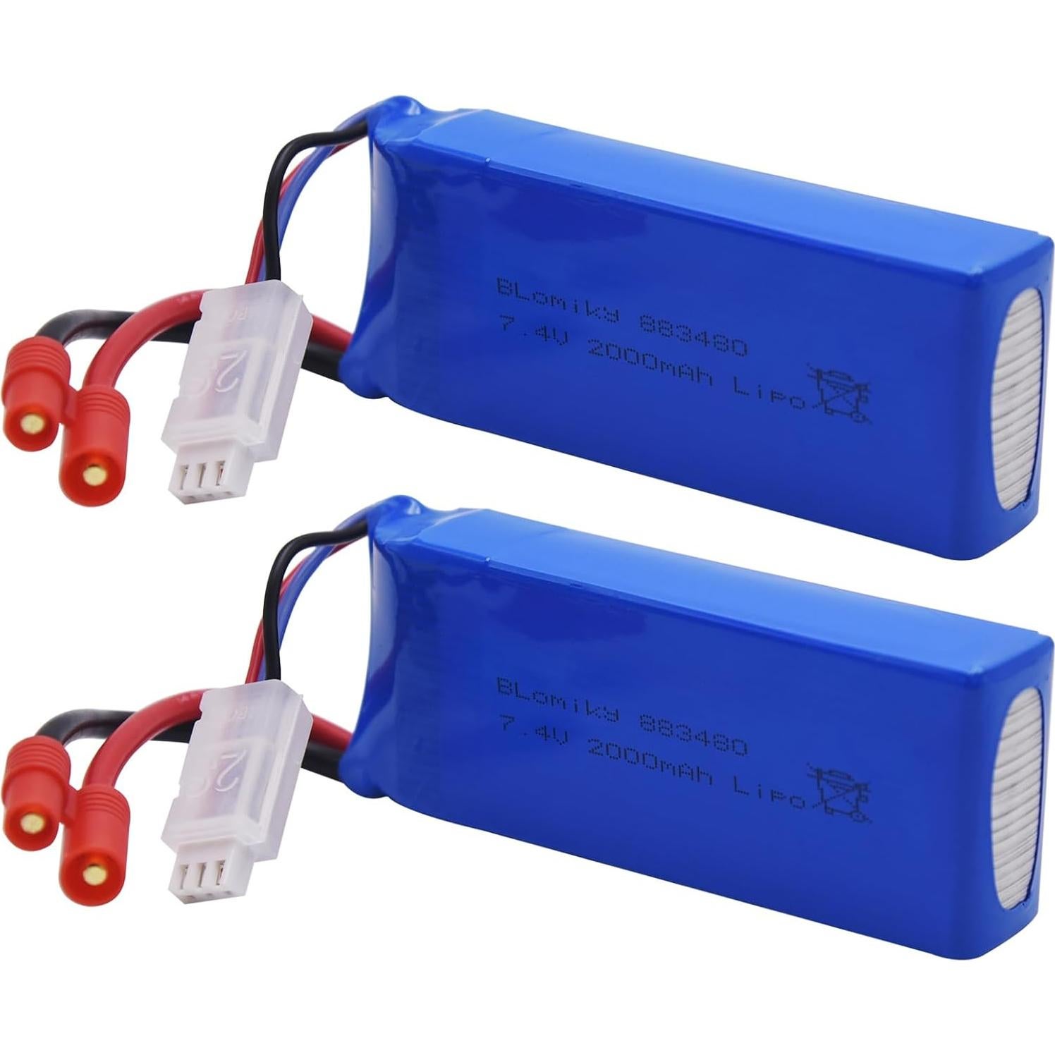Batería Lipo 7.4V 2000mAh Blomiky 2 Paquetes con Conector Banana