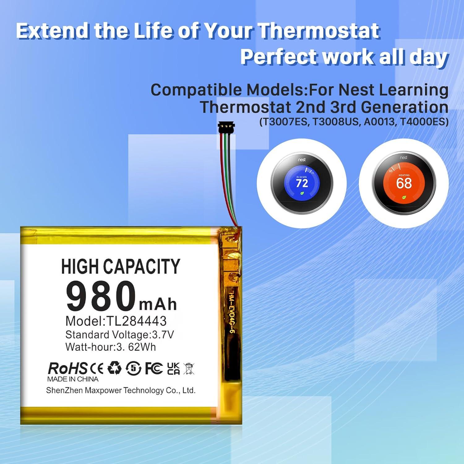 Batería TL284443 de Reemplazo para Termostato Nest 2ª y 3ª Gen