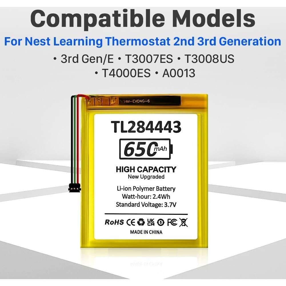 Batería TL284443 HUAENG 650mAh para Termostato Nest 2ª 3ª Gen
