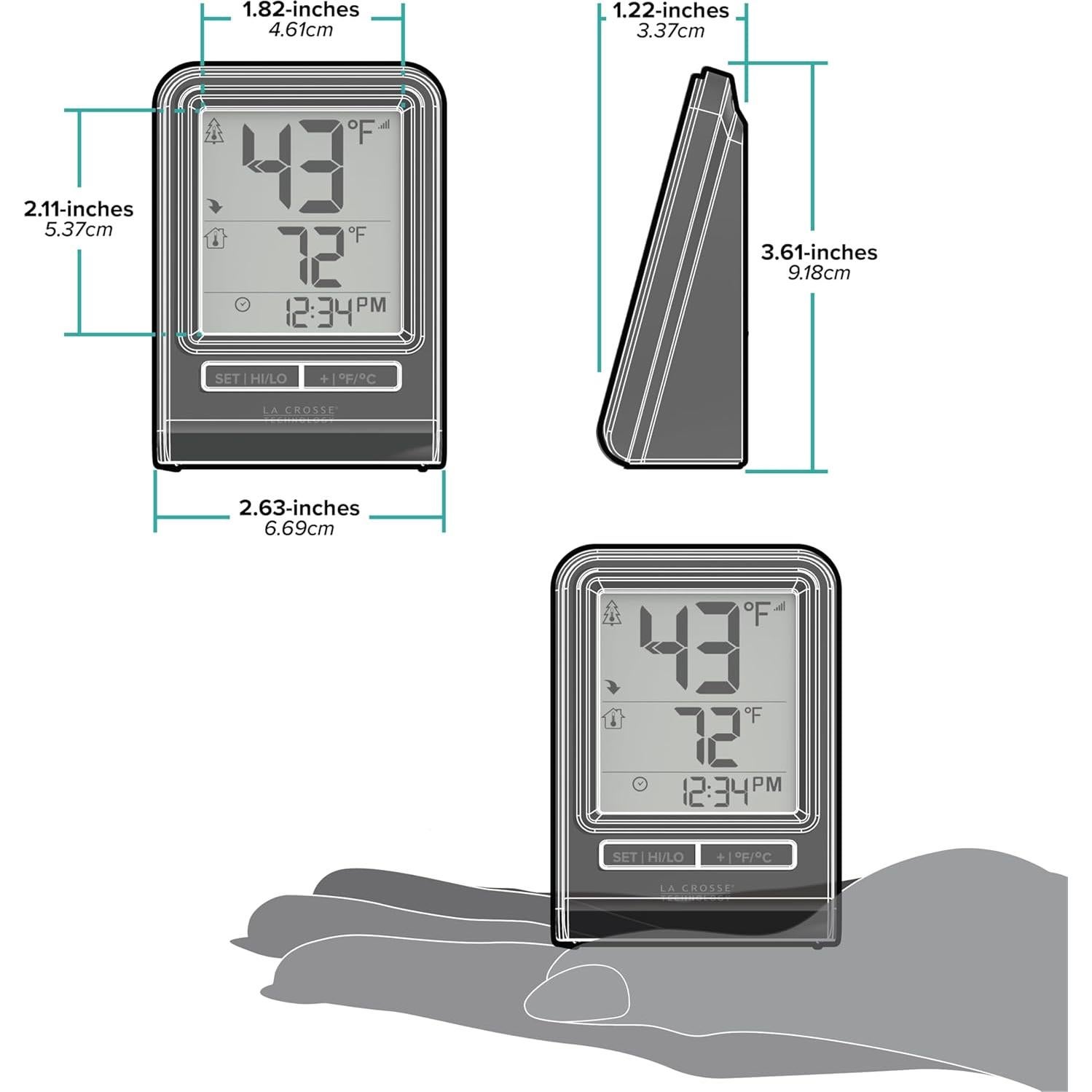 Termómetro Digital Inalámbrico La Crosse Technology Negro