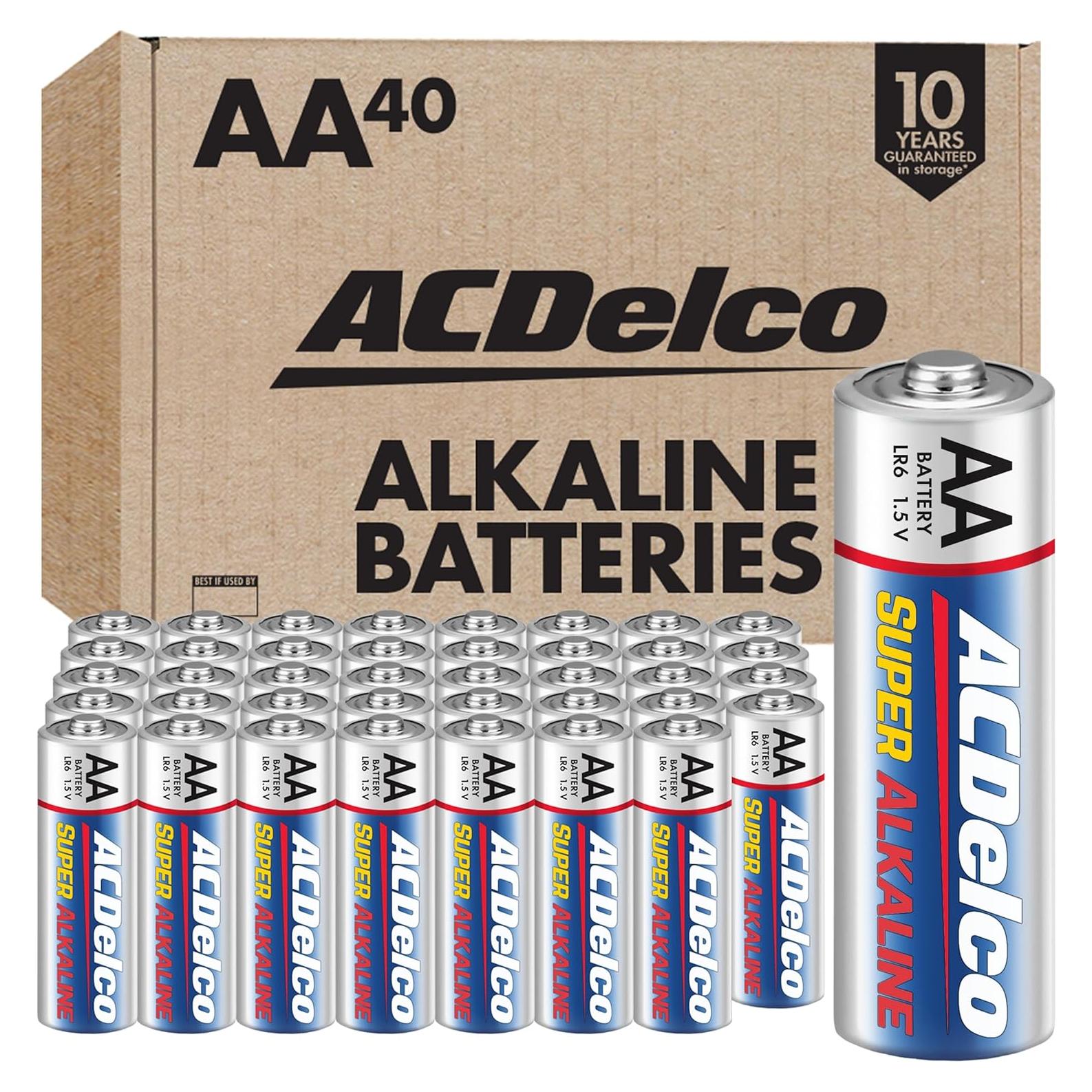 Baterías AA Alcalinas ACDelco 40 Piezas 1.5V Potencia Duradera
