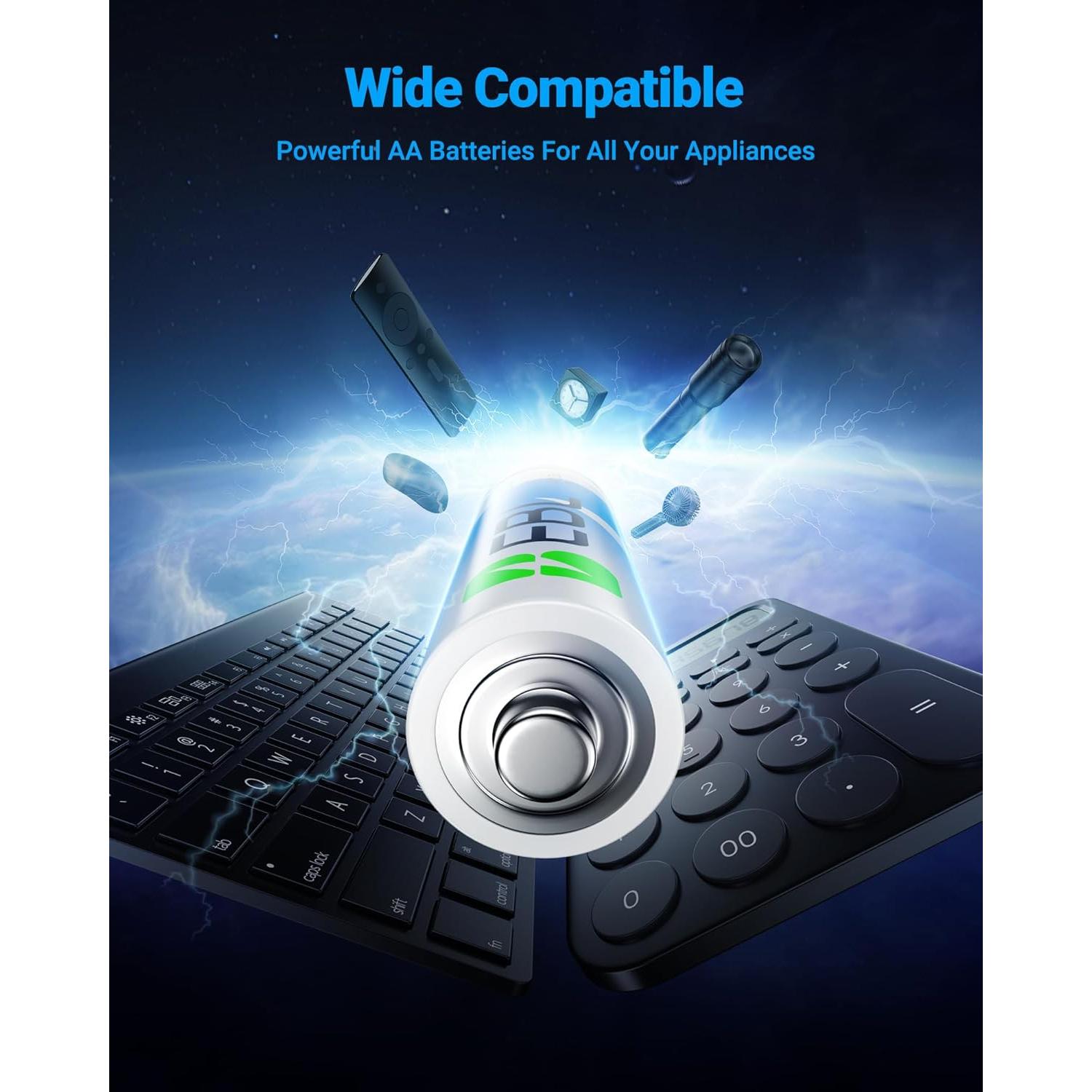 Baterías AA EBL 20 Piezas Alcalinas 1.5V Larga Duración