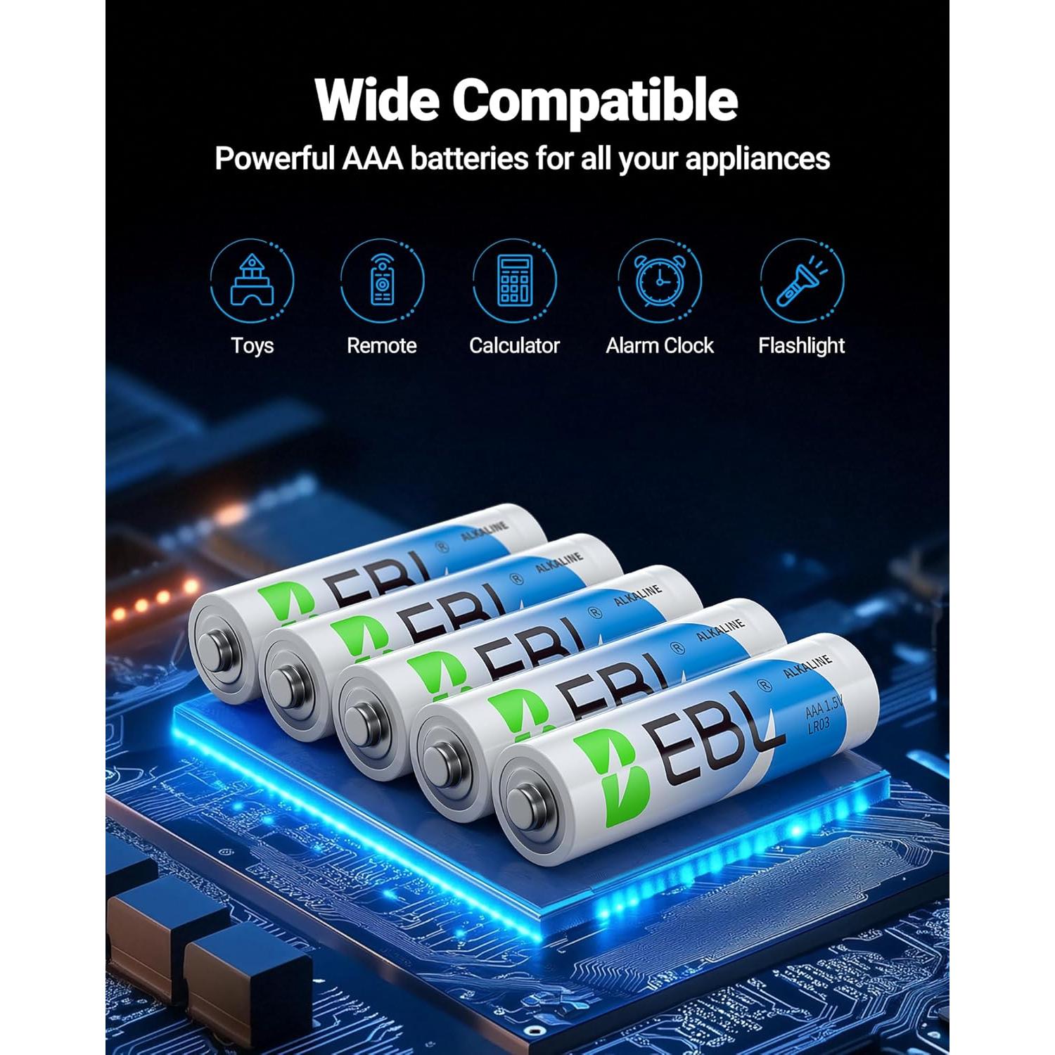 Baterías Alcalinas AAA EBL 24 Piezas 1.5V Larga Duración