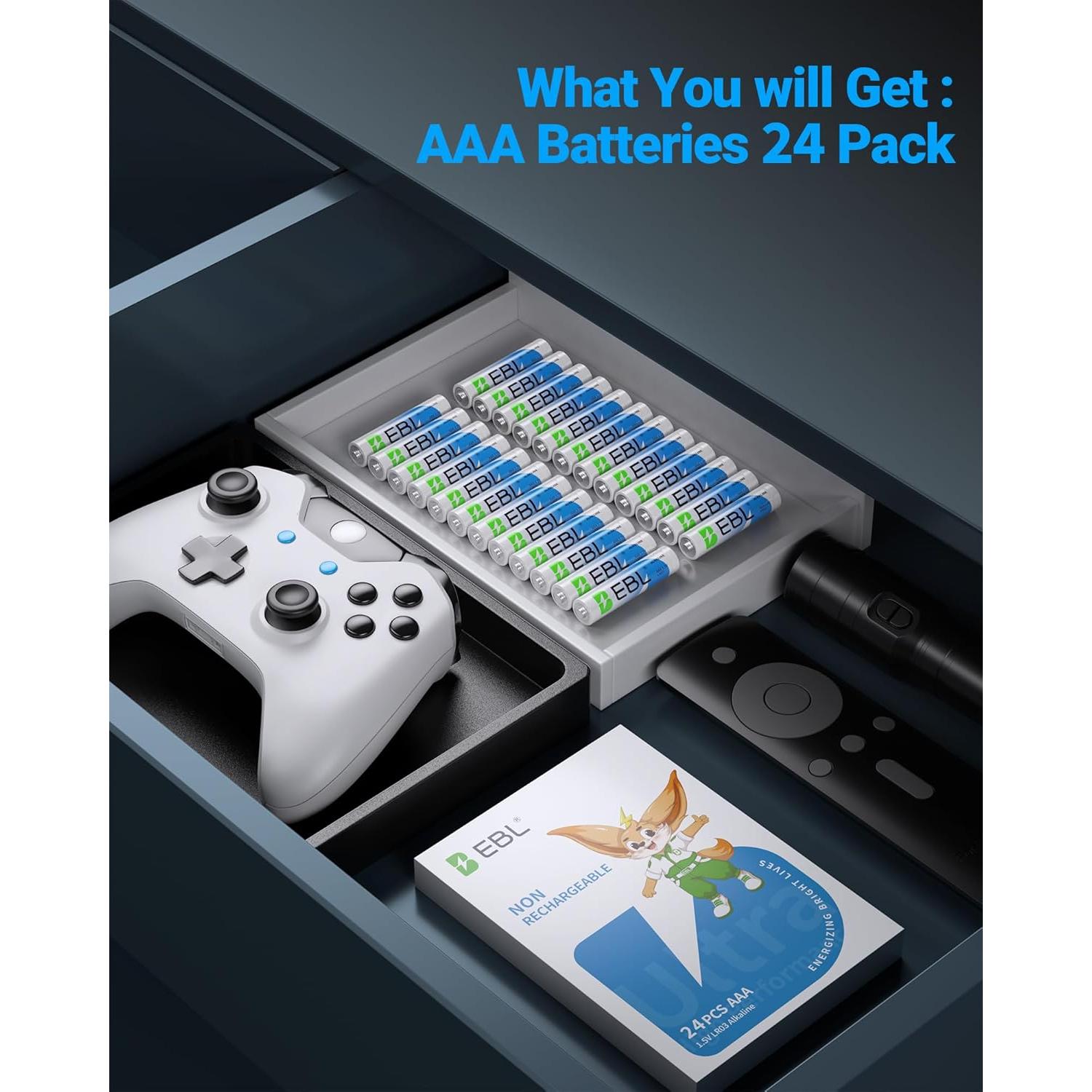 Baterías Alcalinas AAA EBL 24 Piezas 1.5V Larga Duración