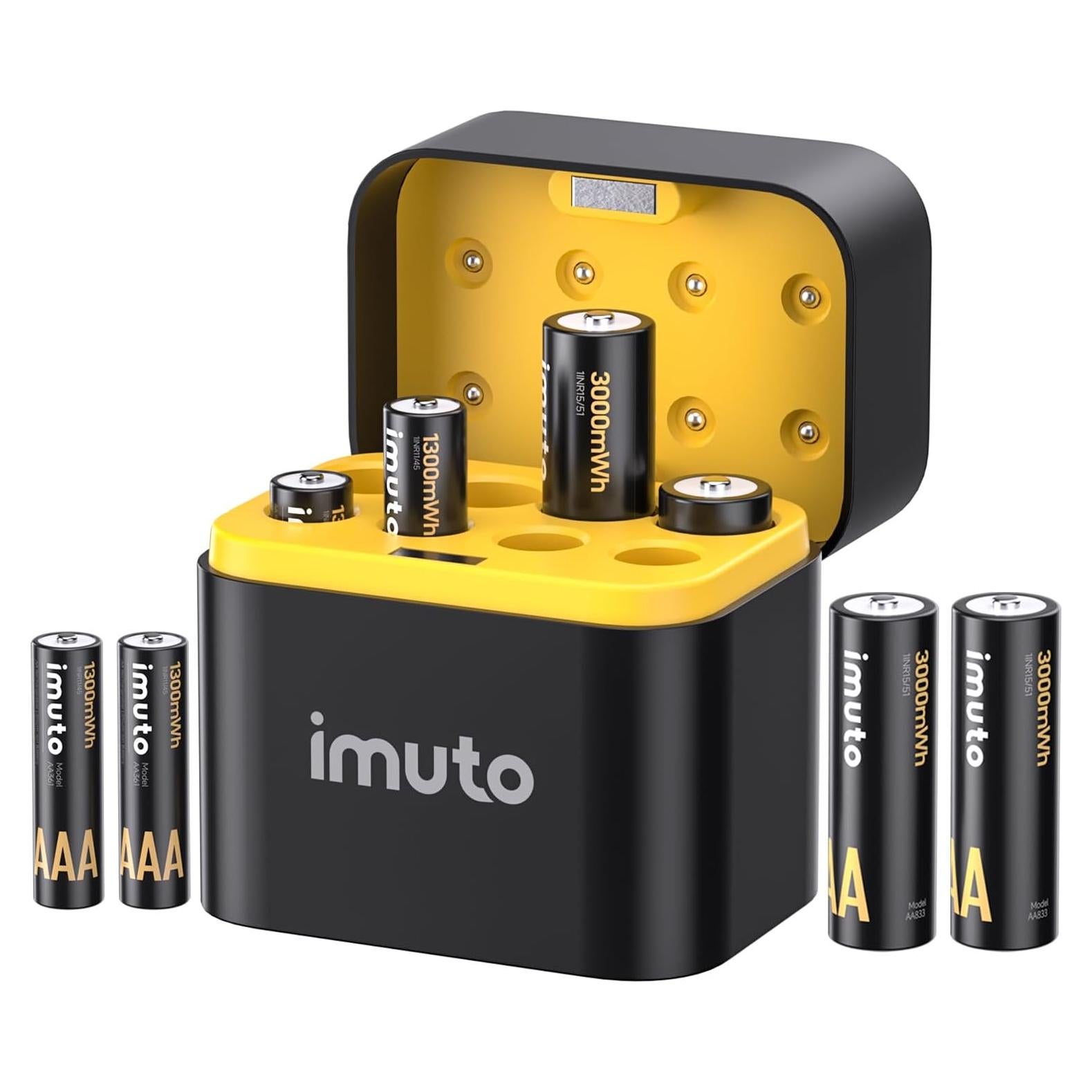 Baterías Recargables imuto 4 AA + 4 AAA con Cargador 1.5V