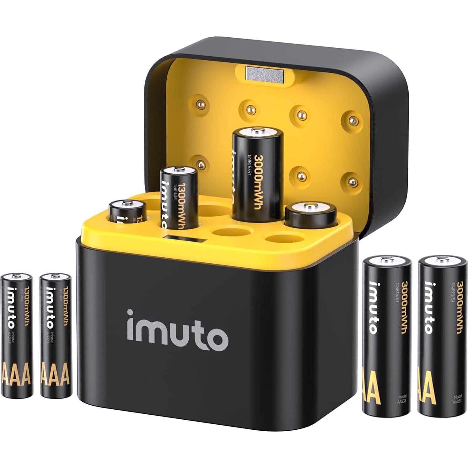 Baterías Recargables imuto 4 AA + 4 AAA con Cargador 1.5V