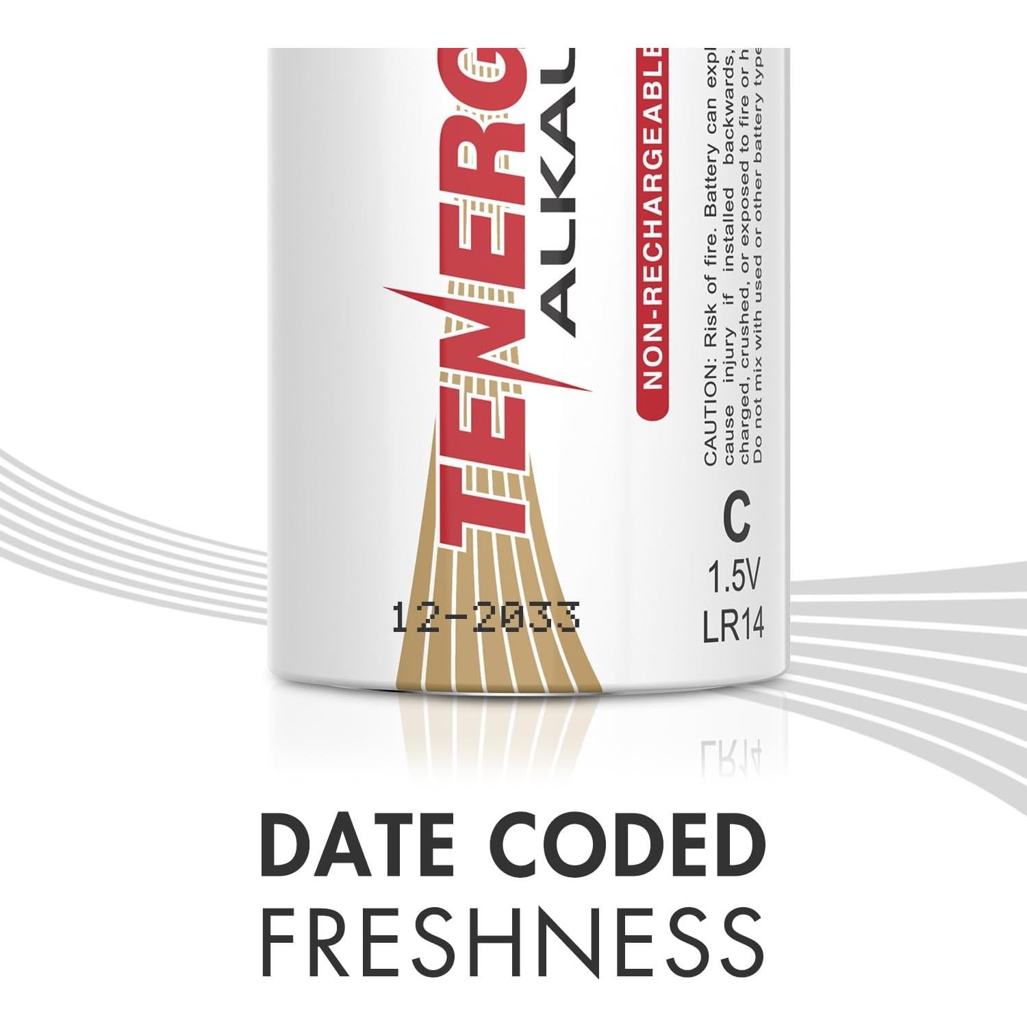 Baterías Alcalinas C Tenergy 1.5V Paquete de 12 Unidades