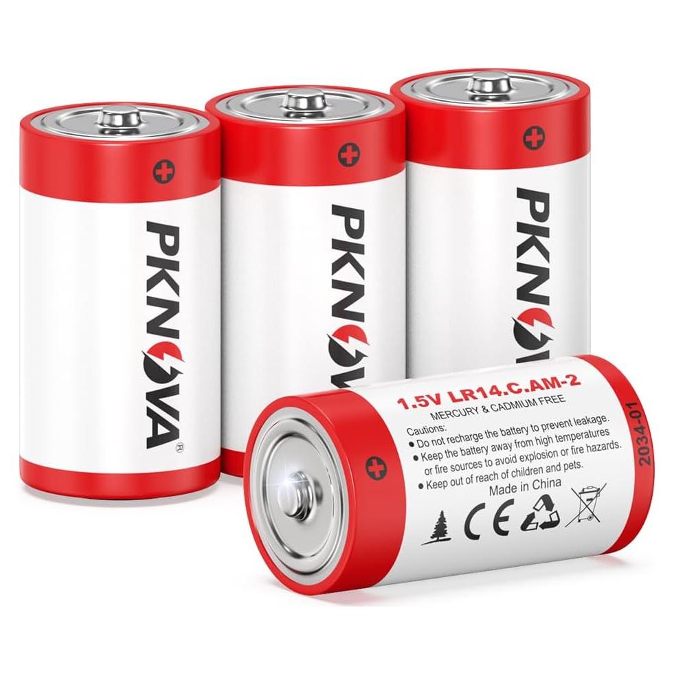 Paquete de 4 Baterías Alcalinas C PKNOVA 1.5V LR14 Duraderas