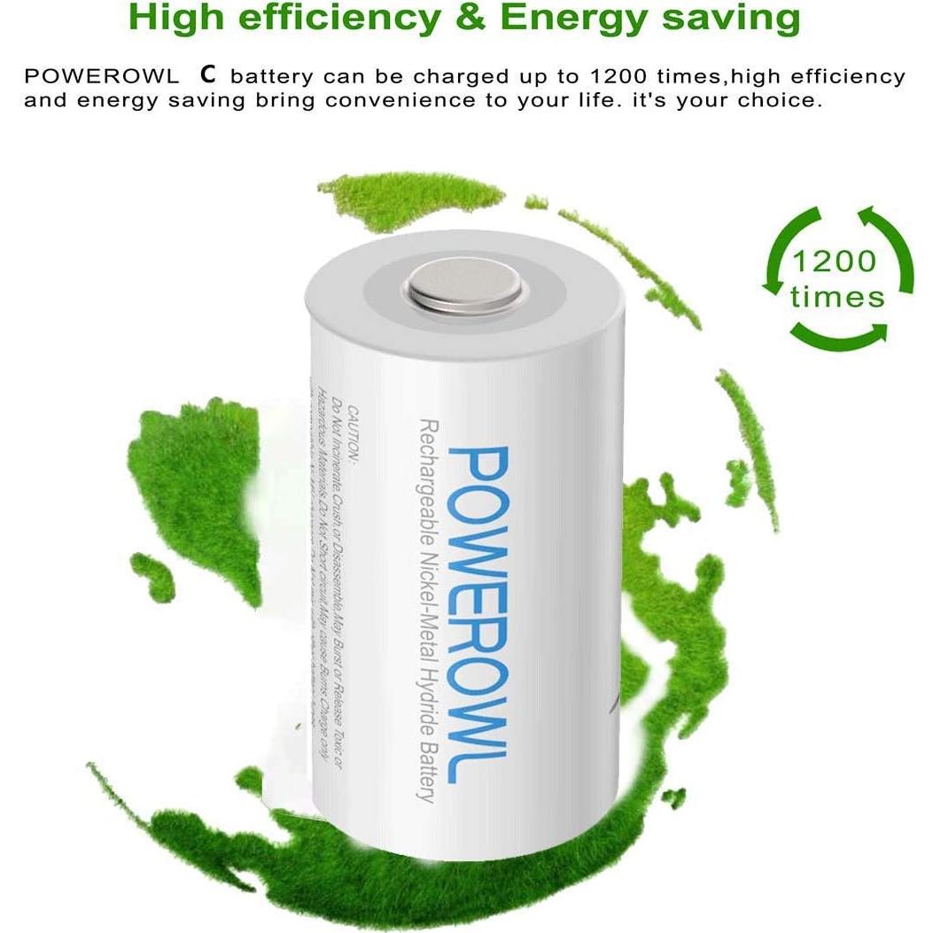 Baterías recargables C POWEROWL 5000mAh NiMH - 4 unidades