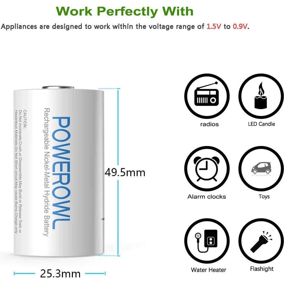 Baterías recargables C POWEROWL 5000mAh NiMH - 4 unidades