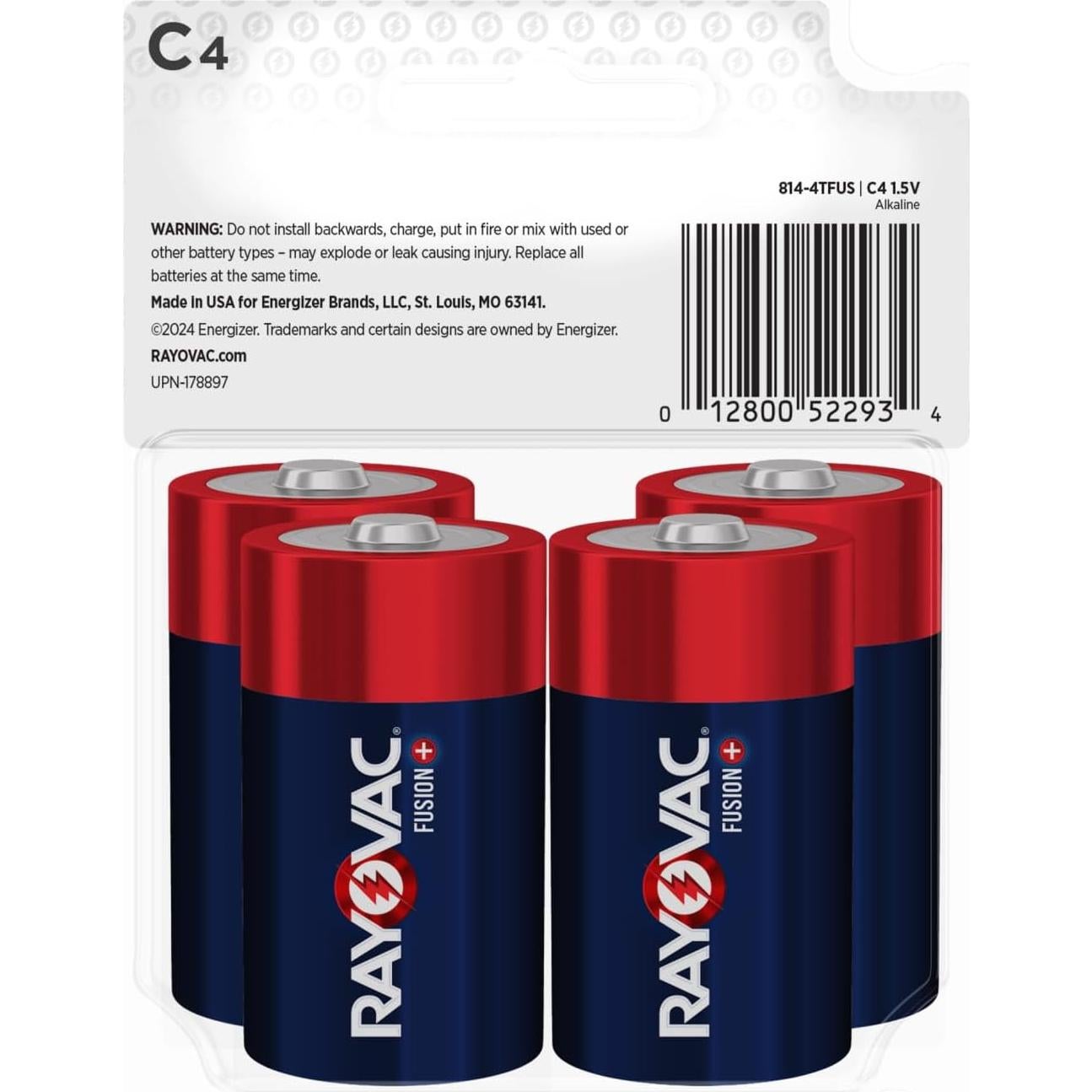 Baterías C Rayovac Fusion 4 unidades alcalinas de alto rendimiento