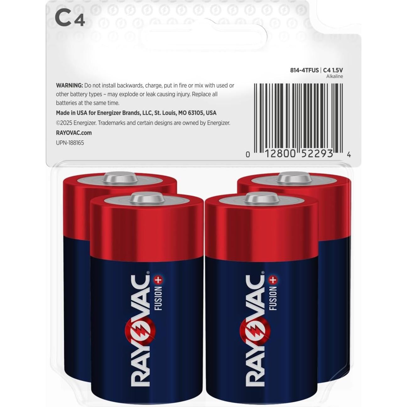 Baterías C Rayovac Fusion 4 unidades alcalinas de alto rendimiento
