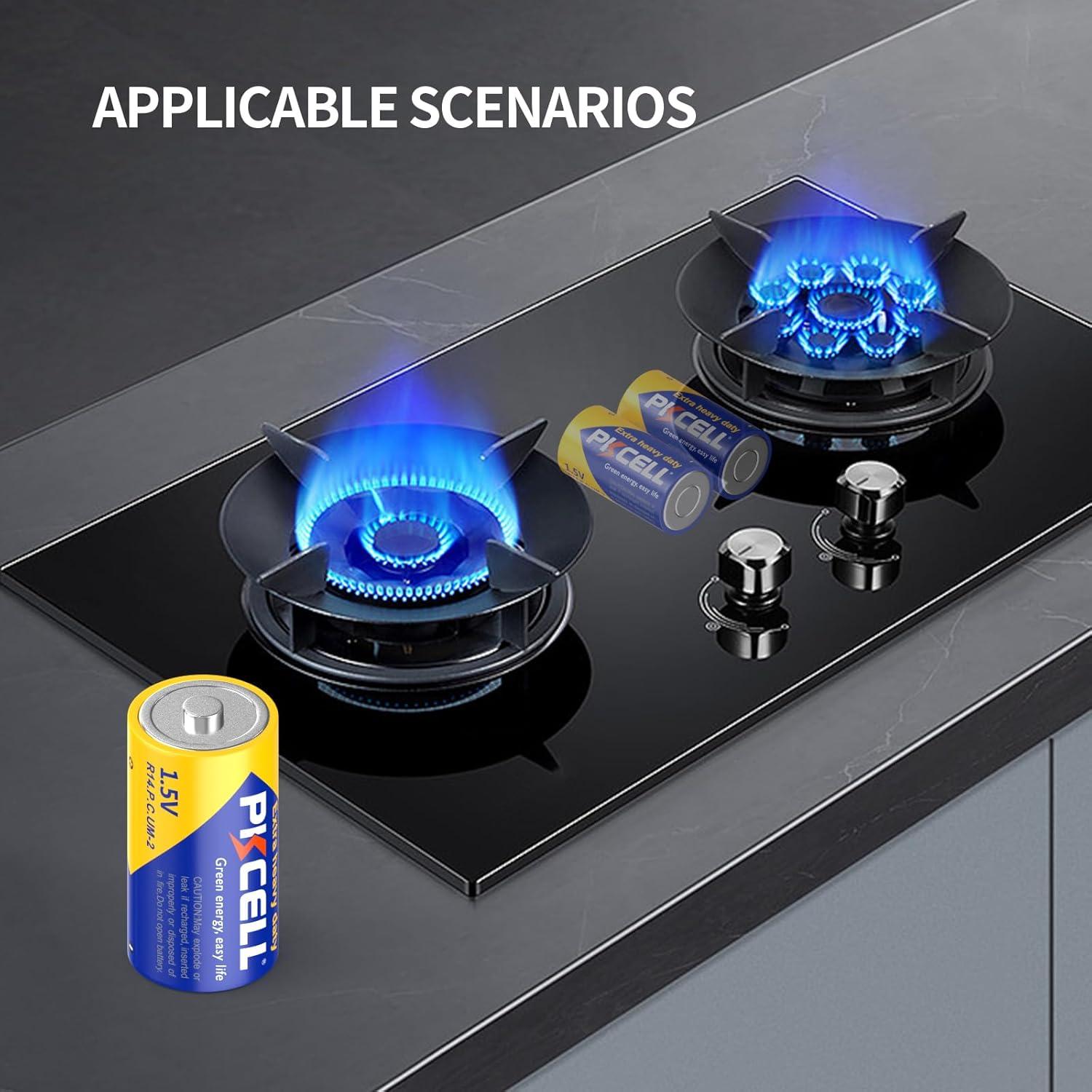 Baterías C PKCELL 12 Piezas 1.5V Carbono Zinc