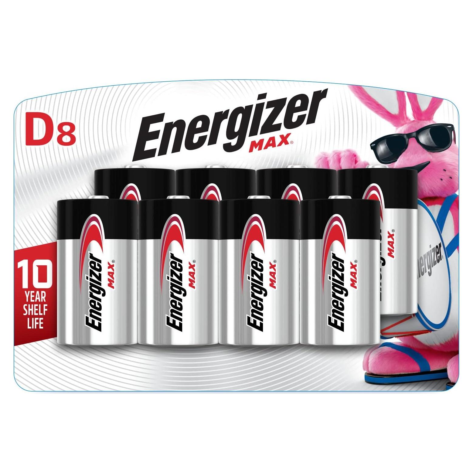 Baterías Alcalinas Energizer MAX D - Paquete de 8 Unidades