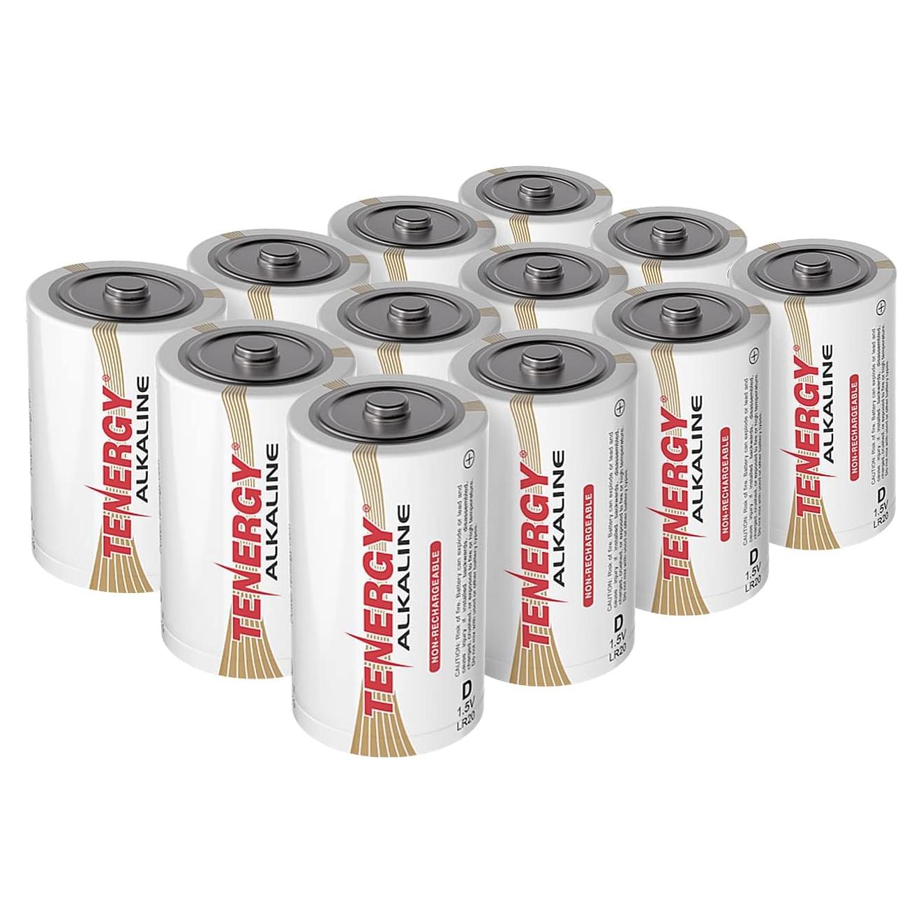 Baterías Alcalinas D Tenergy 1.5V - Paquete de 12 Unidades