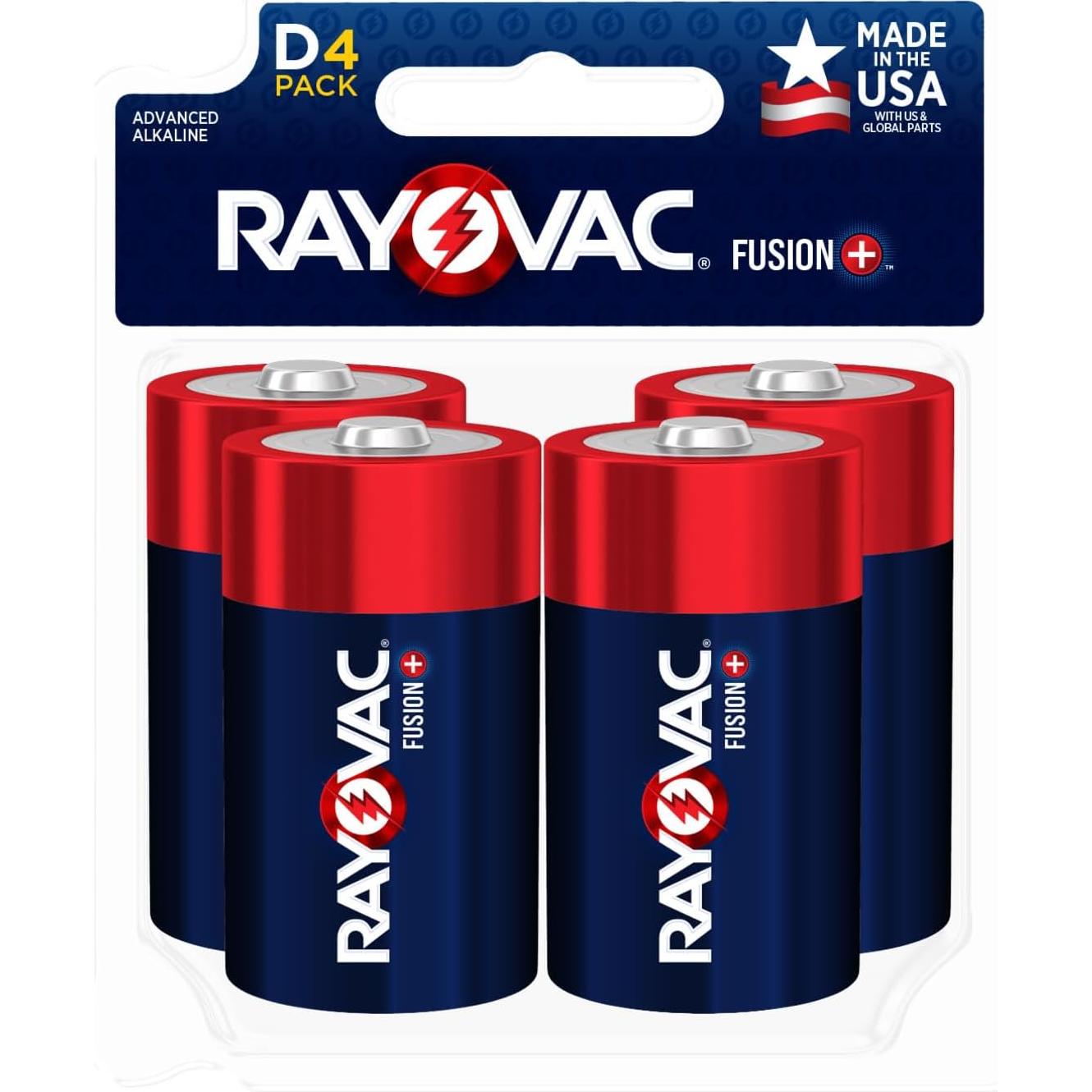 Baterías Alcalinas D Rayovac Fusion - Paquete de 4 Unidades