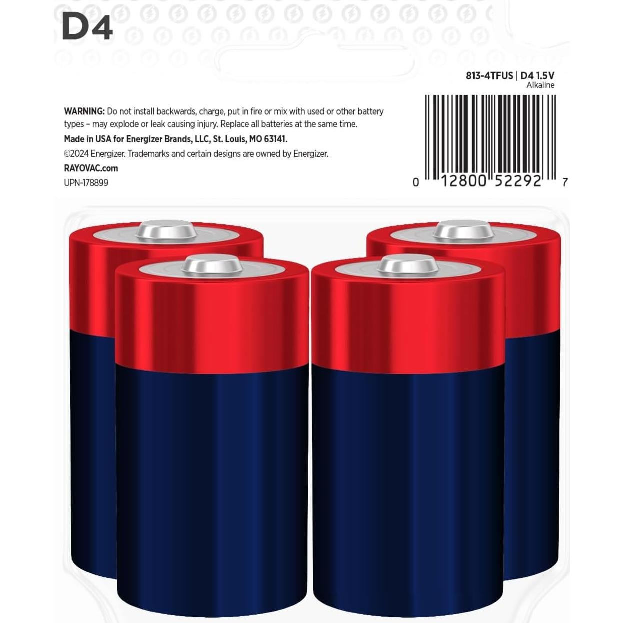 Baterías Alcalinas D Rayovac Fusion - Paquete de 4 Unidades