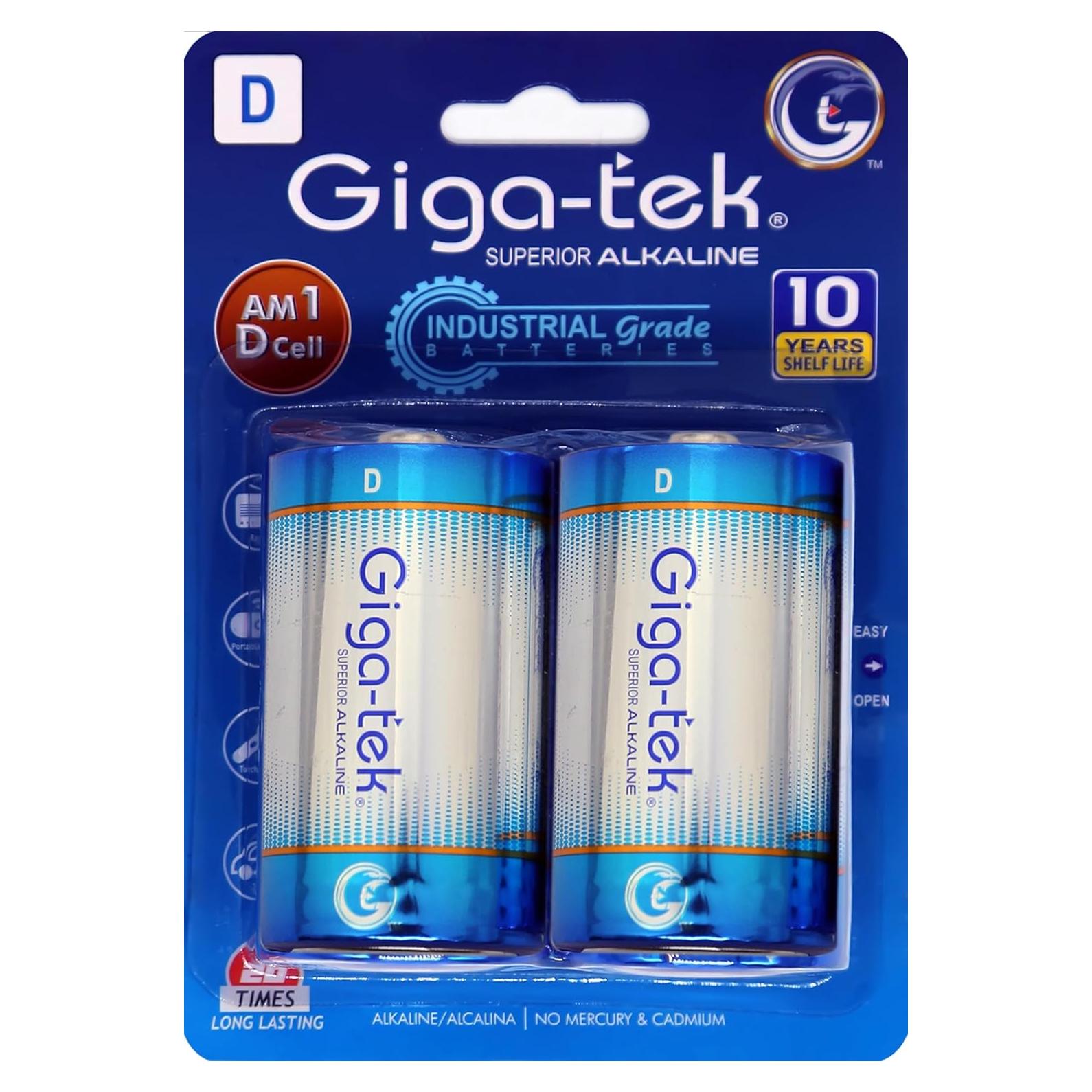 Batería Alcalina Industrial Giga-tek D (LR20) - Paquete de 2