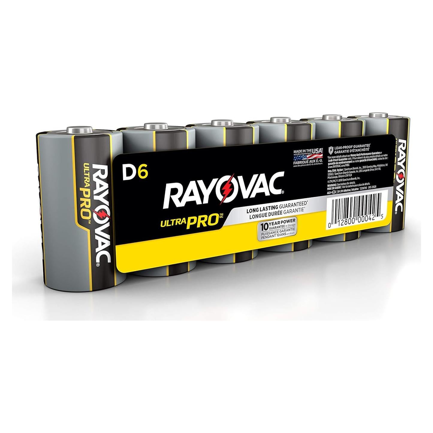 Baterías Alcalinas D Rayovac Ultra Pro - Paquete de 6 Unidades