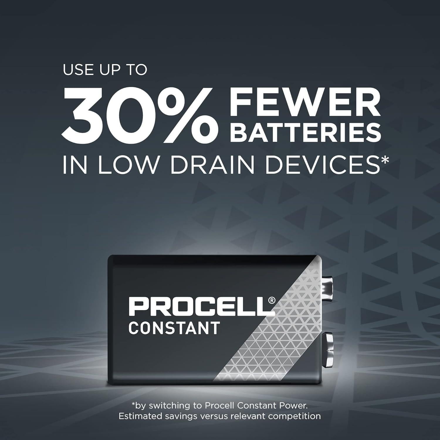 Baterías Alcalinas Procell 9V de Larga Duración - Paquete de 72