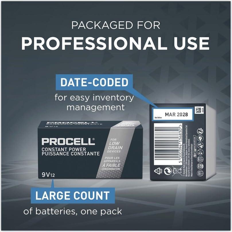 Baterías Alcalinas Duracell Procell 9V Paquete de 12 Unidades