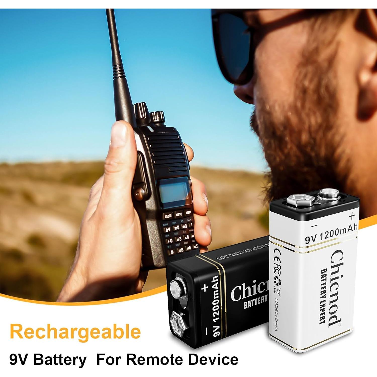 Baterías Recargables de Litio 9V CHICNOD 1200mAh Paquete de 6