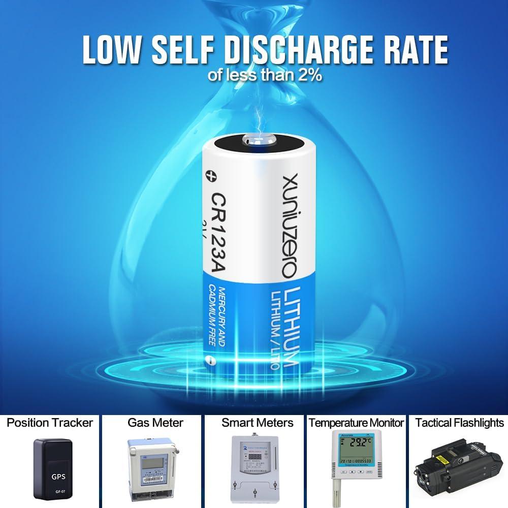 Baterías CR123A 3V XUNIUZERO Paquete de 6 Litio 1600mAh