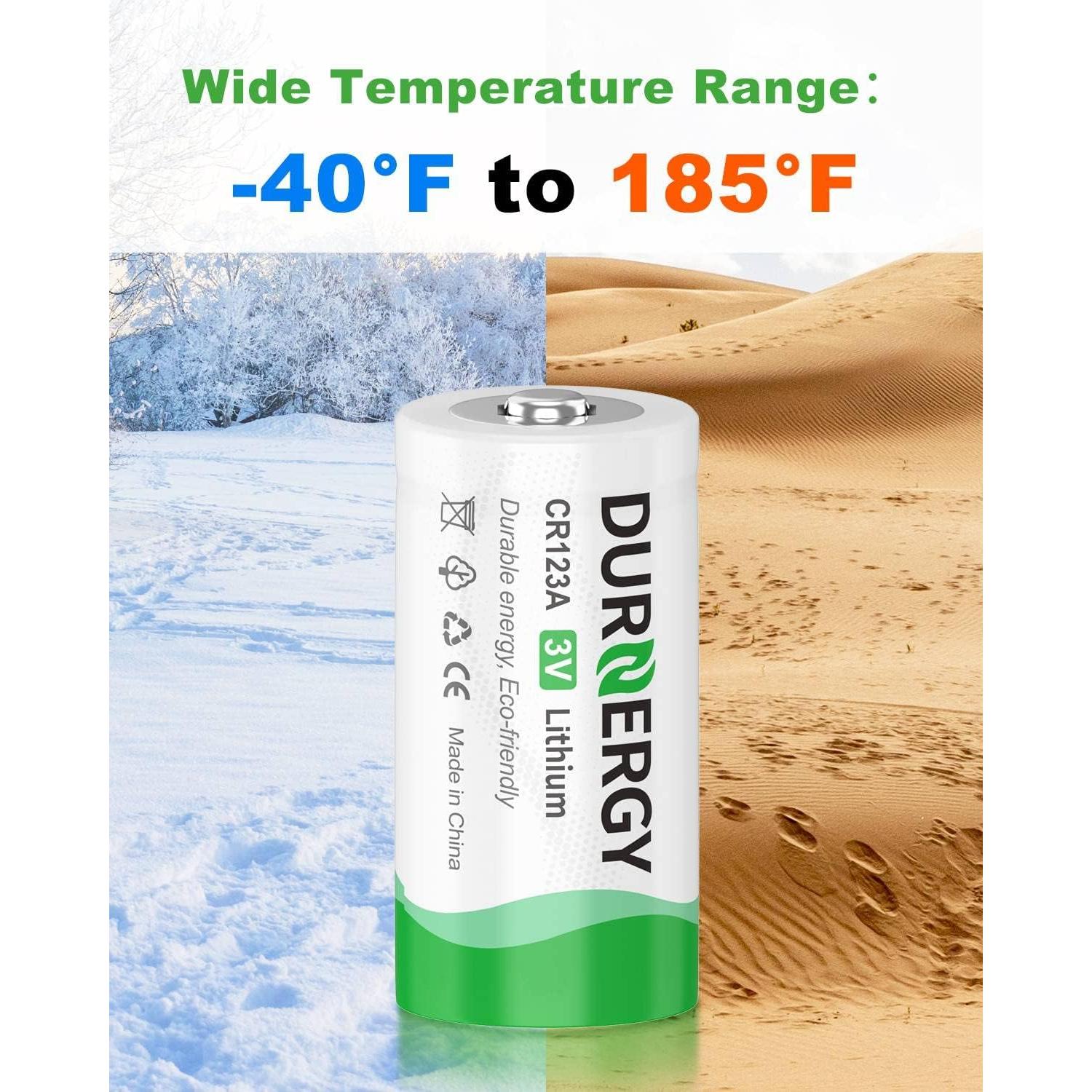 Baterías de Litio DURNERGY CR123A Paquete de 12 3V Alta Potencia