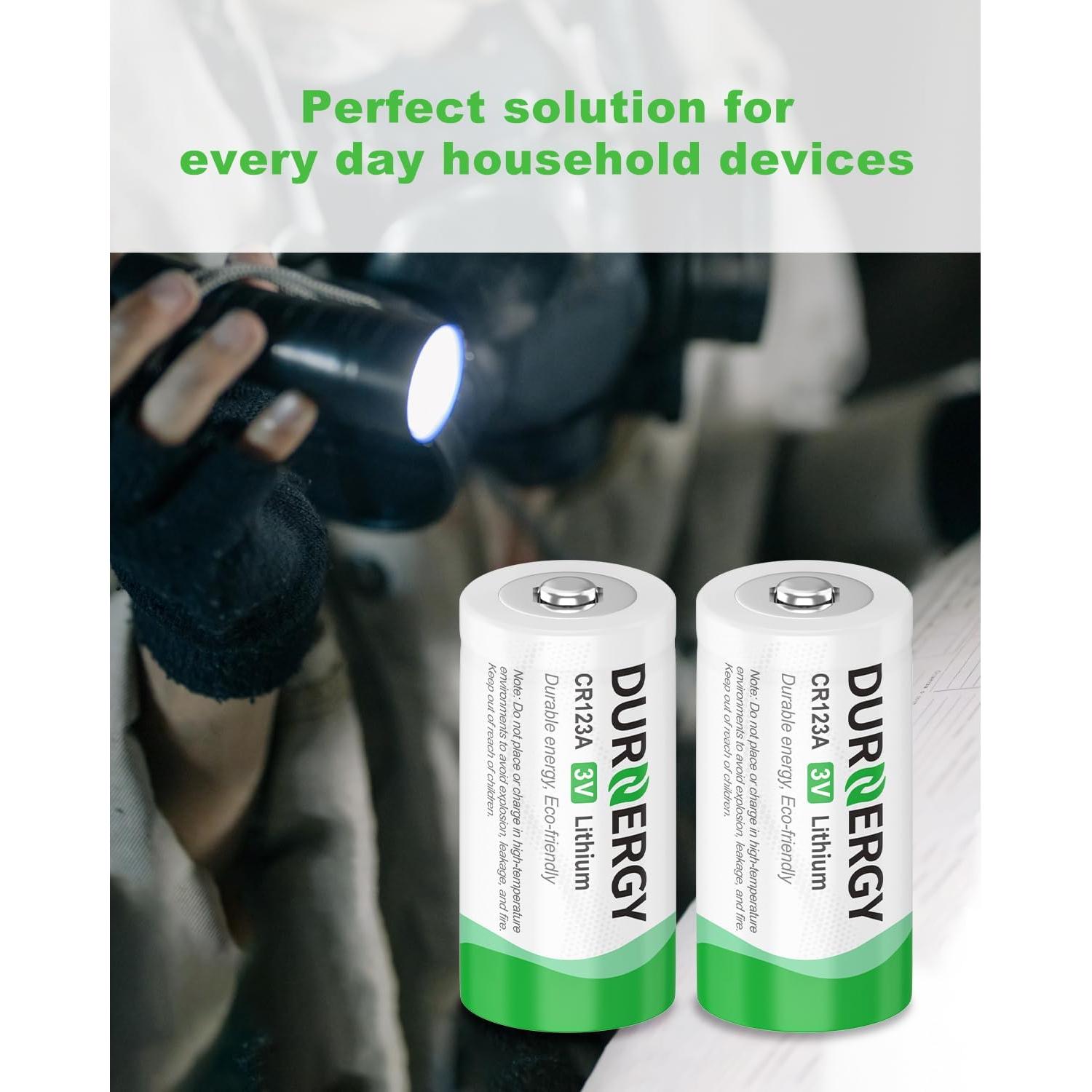 Baterías de Litio DURNERGY CR123A Paquete de 12 3V Alta Potencia