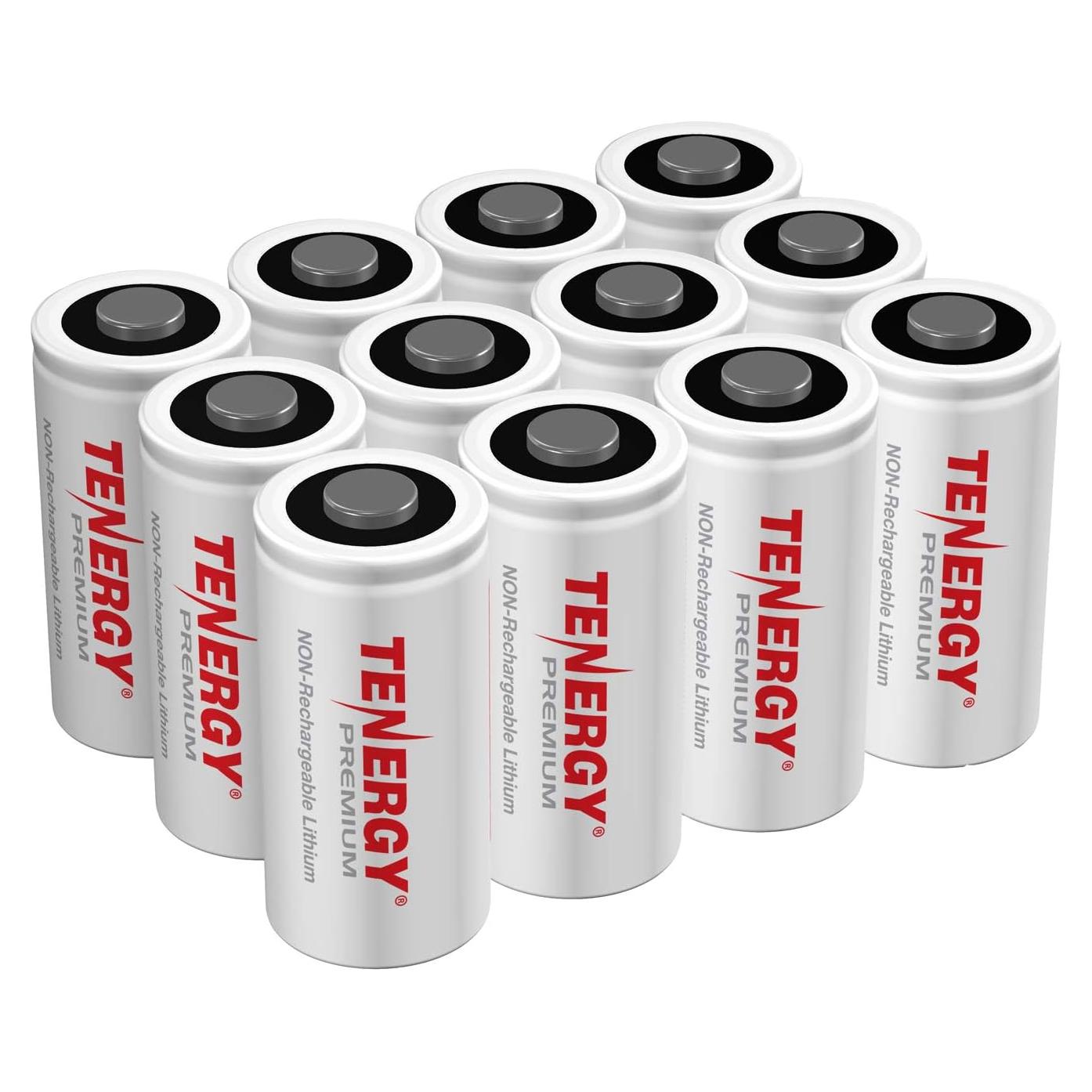 Paquete de 12 Baterías CR123A Tenergy 3V 1600mAh Litio