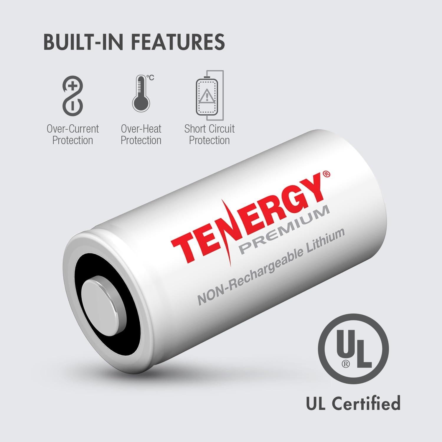 Paquete de 12 Baterías CR123A Tenergy 3V 1600mAh Litio