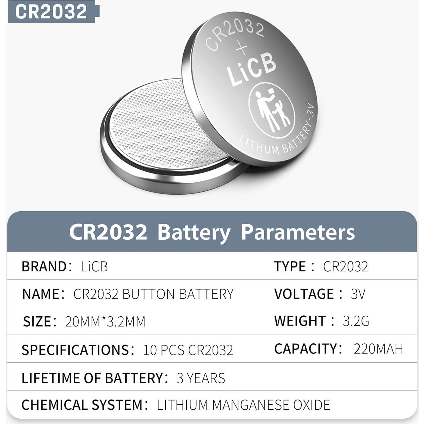Baterías de Litio CR2032 LiCB - Paquete de 20 Unidades 3V