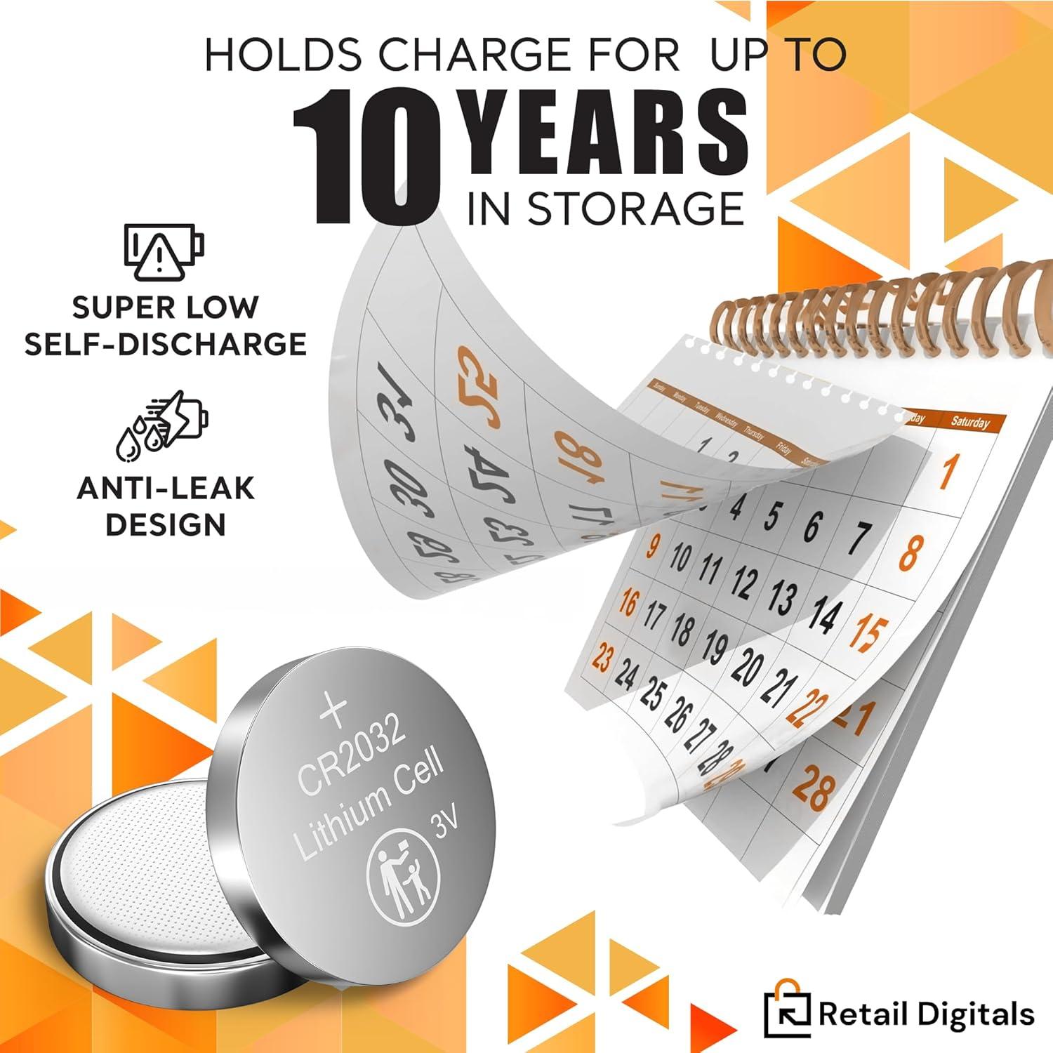 Batería de Litio CR2032 RUIZHI 3V 240mAh Paquete de 5