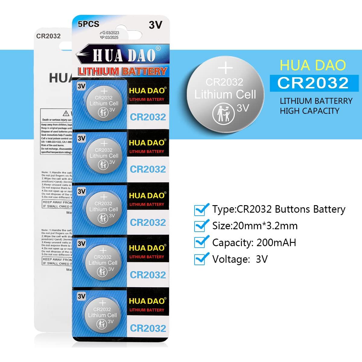 Baterías de Litio CR2032 3V BIUBLE Paquete de 200 Pcs