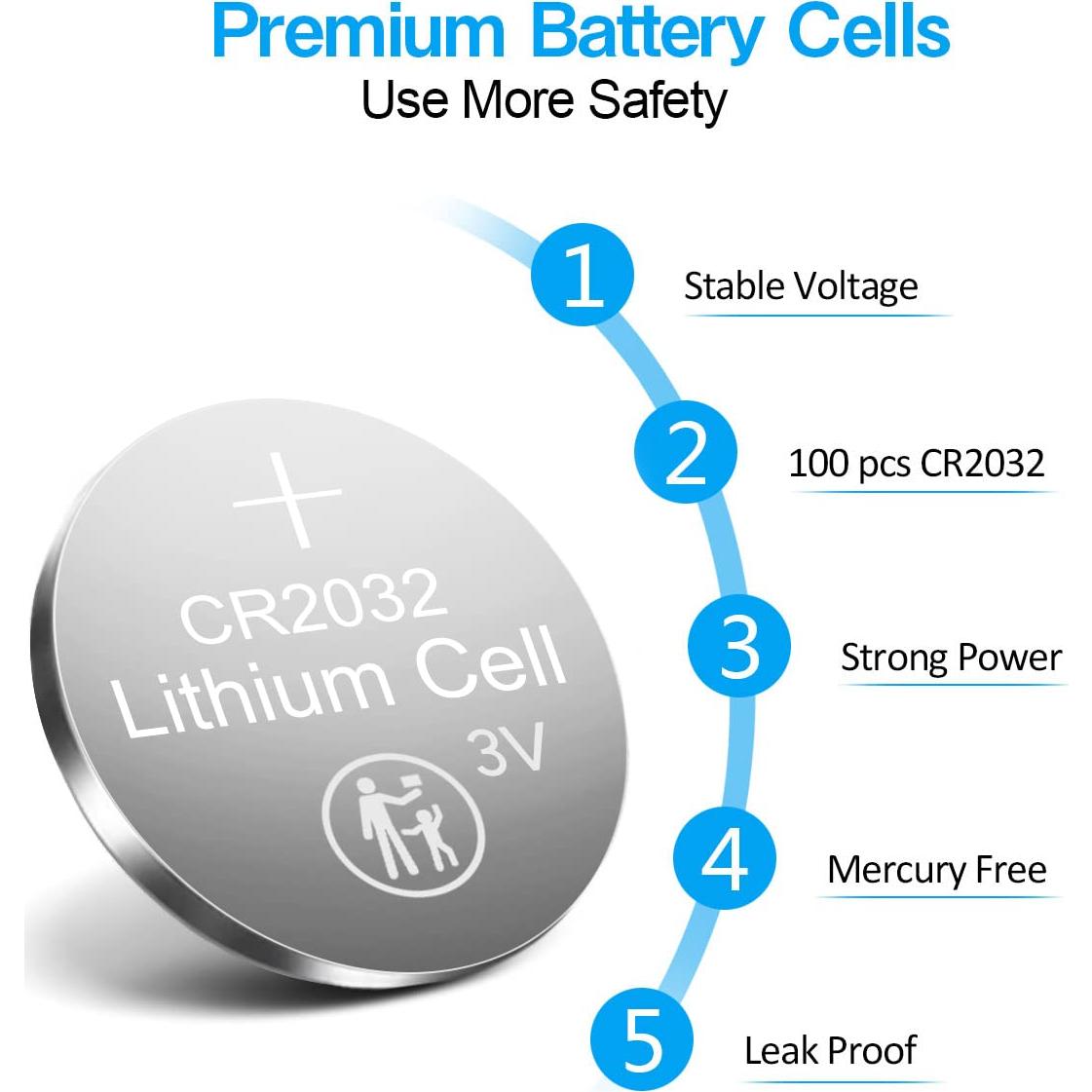 Baterías de Litio CR2032 3V BIUBLE Paquete de 200 Pcs