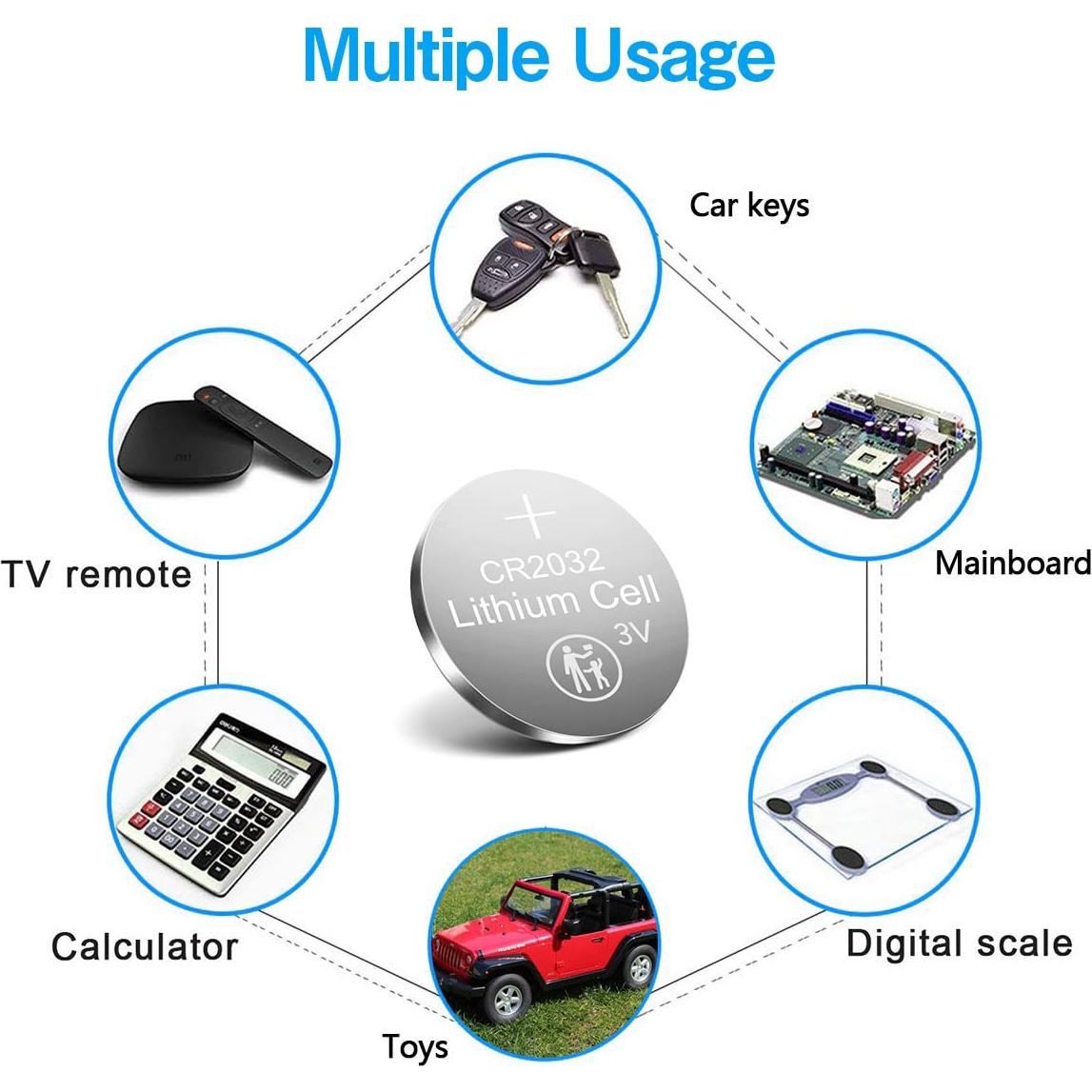 Baterías de Litio CR2032 3V BIUBLE Paquete de 200 Pcs